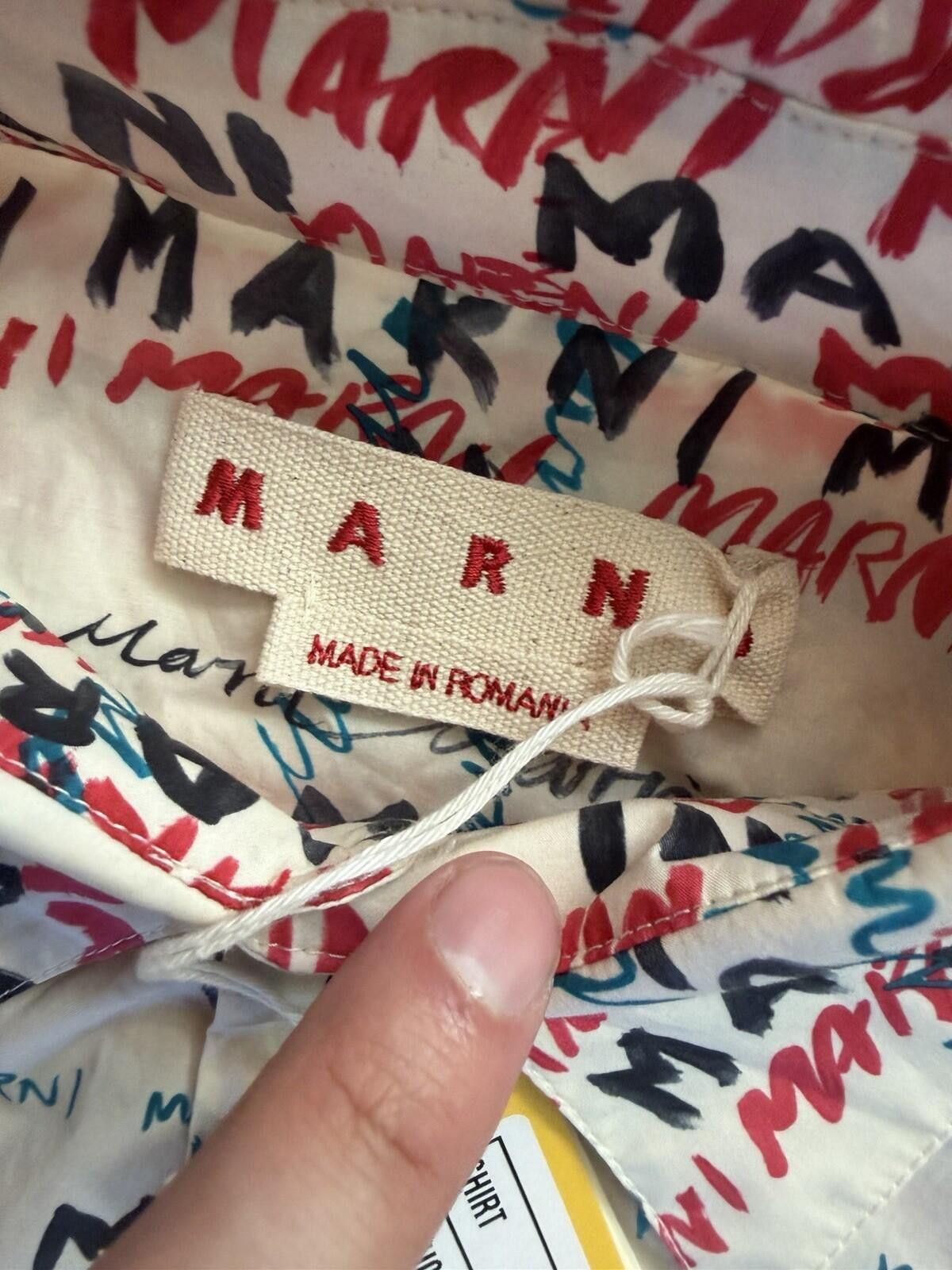 Marni Marni Scribble Logo Button Up Shirt White Size 46 New $870 Size US M / EU 48-50 / 2 - 4 Thumbnail