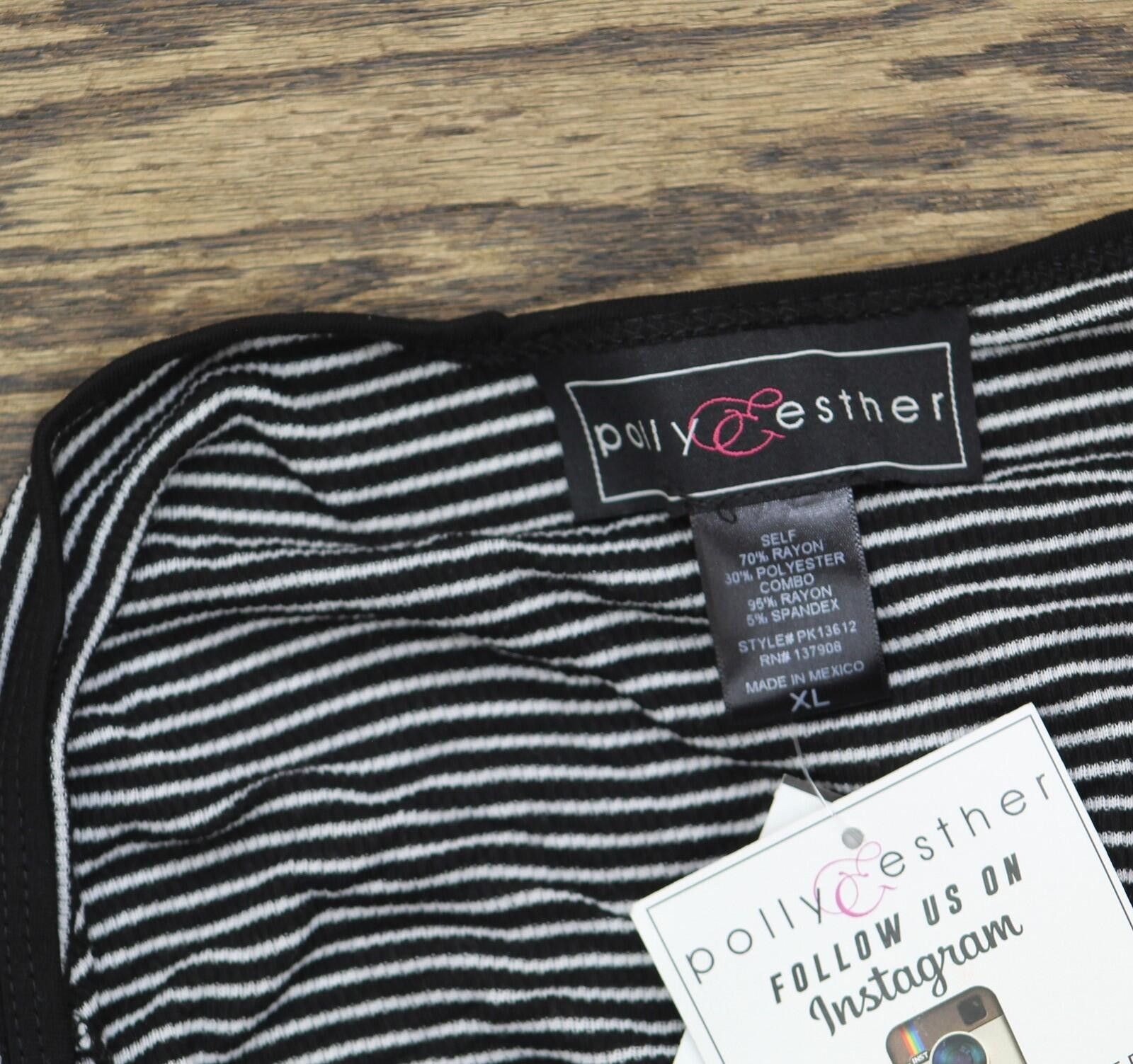 Other Nwt Polly & Esther Striped Knit T-shirt Tee Black / White Xl Size XL / US 12-14 / IT 48-50 - 4 Thumbnail