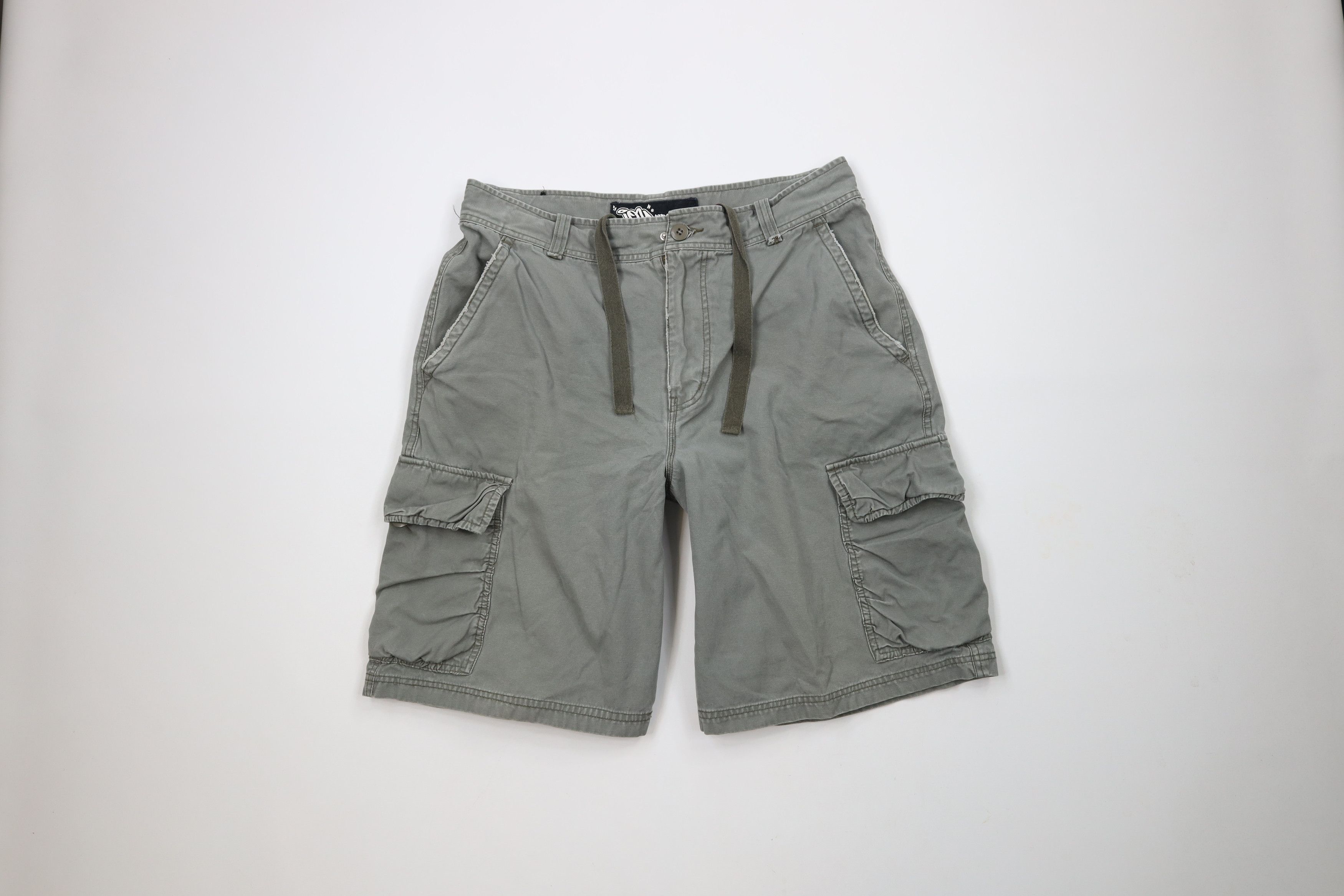 Vintage Vintage 90s IOU Baggy Fit Canvas Cargo Shorts Green Cotton Size US 34 / EU 50 - 1 Thumbnail
