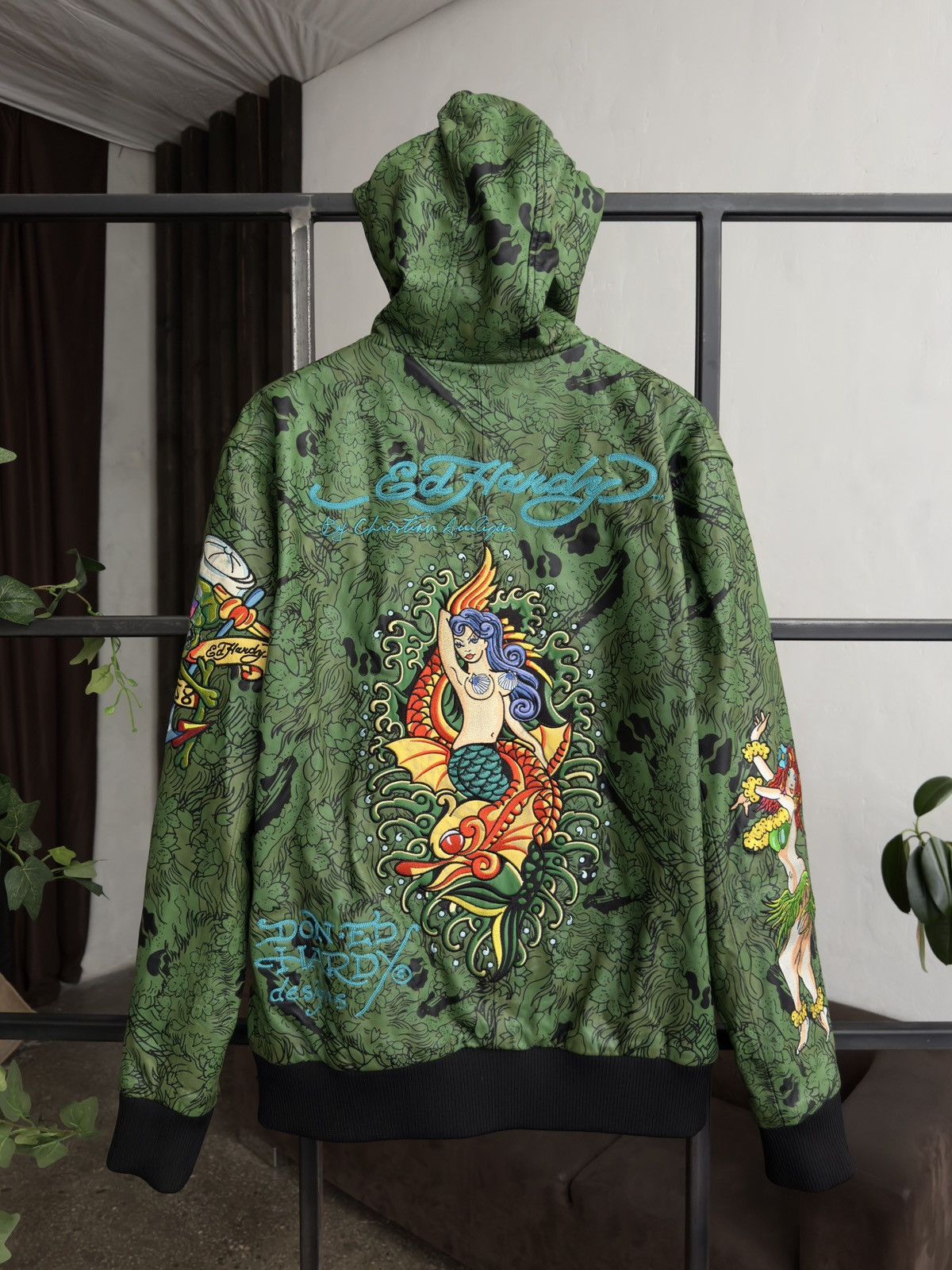 Ed Hardy Vintage Ed Hardy by Christian Audigier Leather Bomber Jacket Size US L / EU 52-54 / 3 - 2 Thumbnail