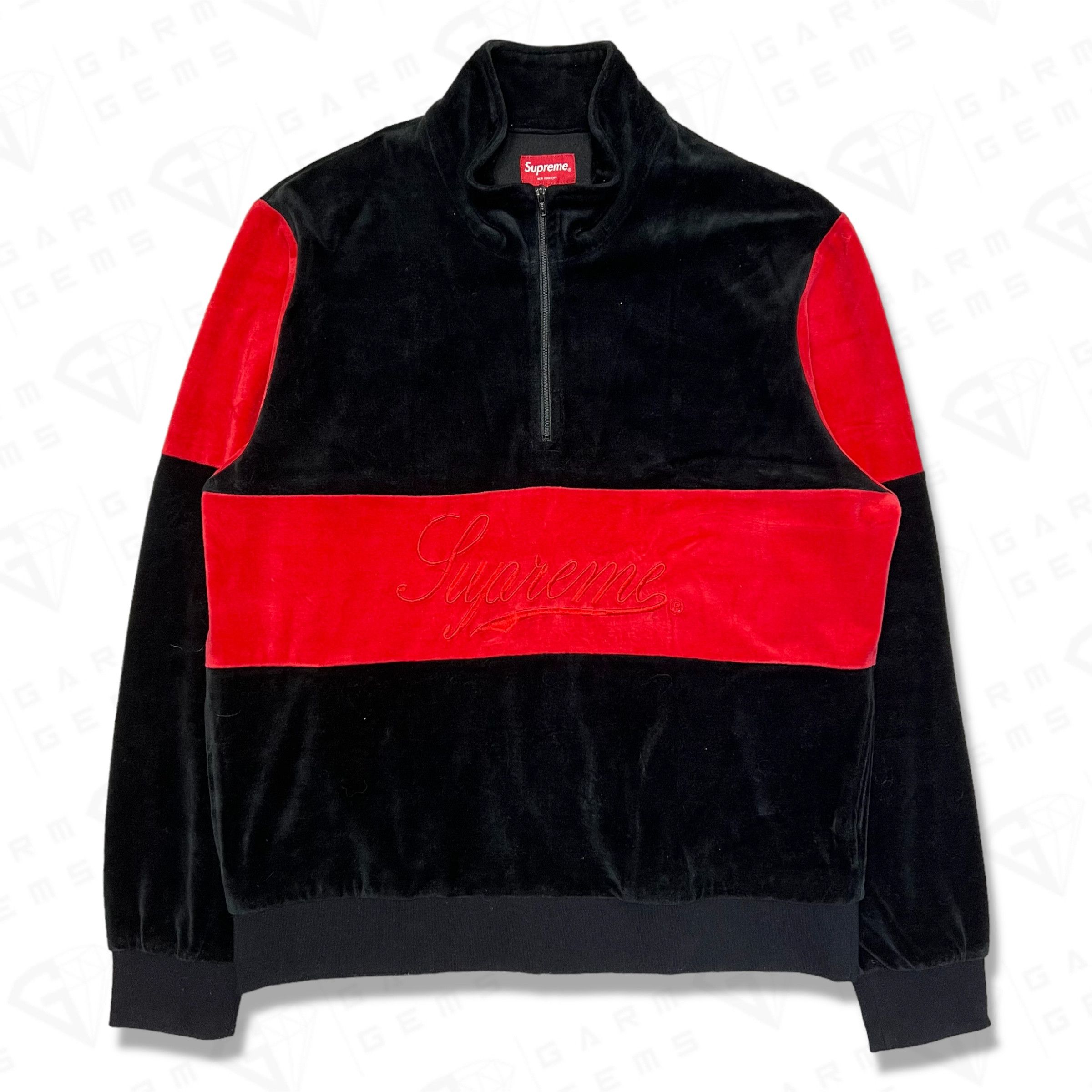 Supreme Supreme Embroidered Velour Quarter Zip Sweatshirt Size US M / EU 48-50 / 2 - 1 Thumbnail