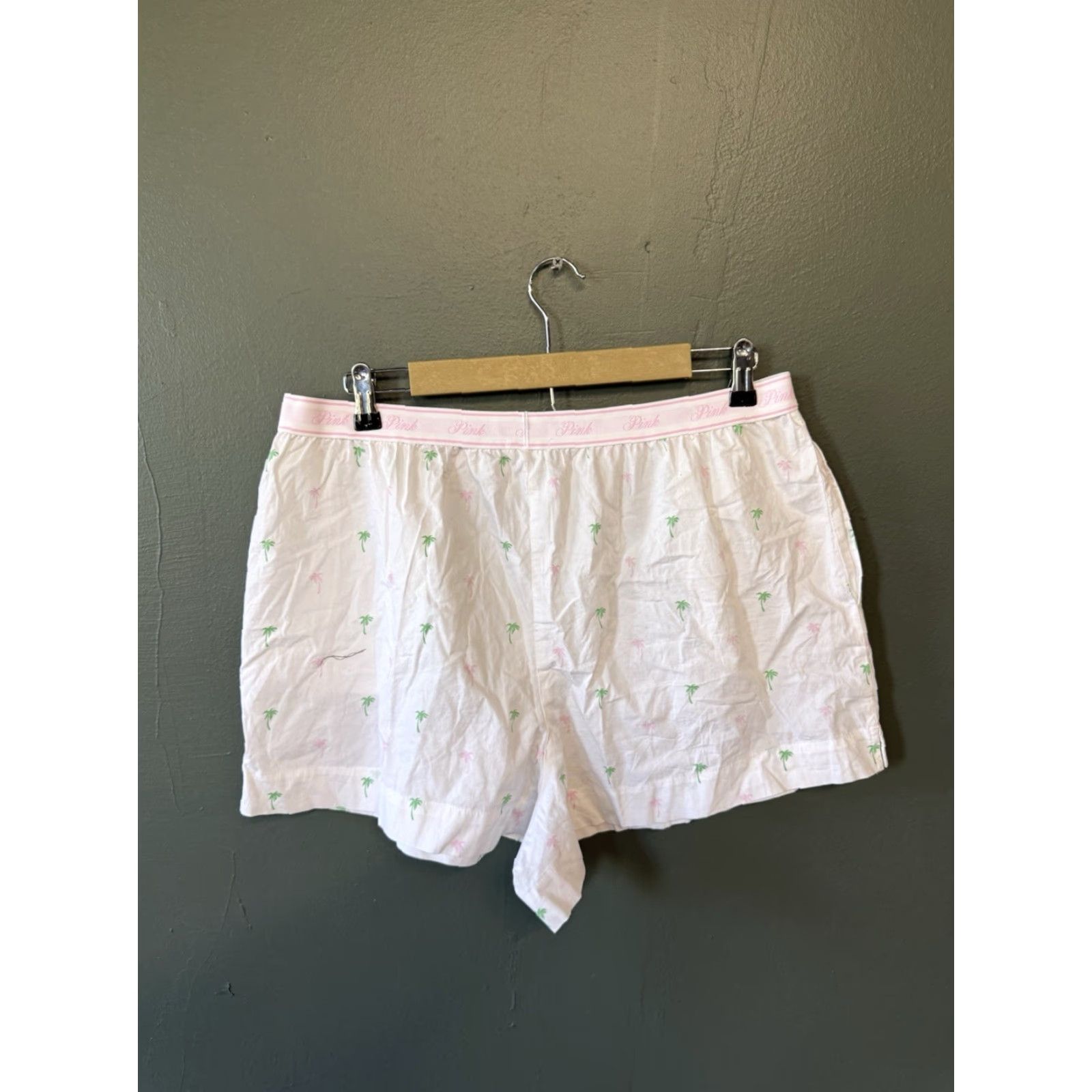 Pinko Pink Womens Boxer Shorts Sleep White Palm Tree Pattern XL NWT Size 40" / US 18 - 2 Thumbnail