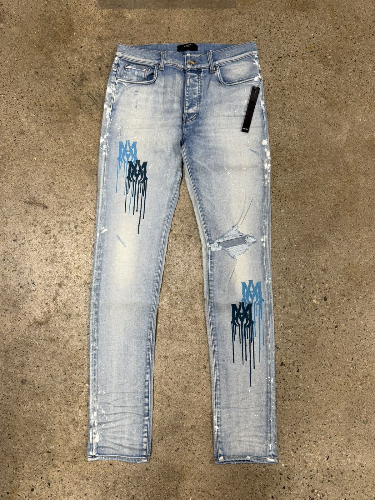 Amiri MA Dripping Blue Jeans NEW 1500$