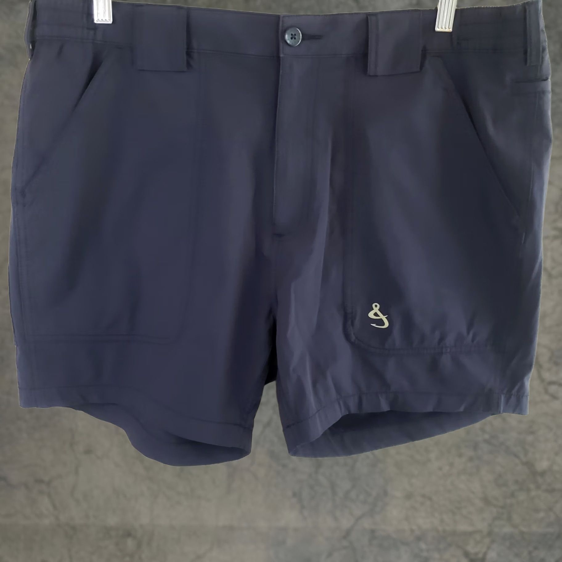 Vintage Hook & Tackle Fishing Shorts Mens 38x6 Blue Quick Dry Nylon Cargo Pockets Camping Outdoor Casual 90s? Size US 38 / EU 54 - 1 Thumbnail