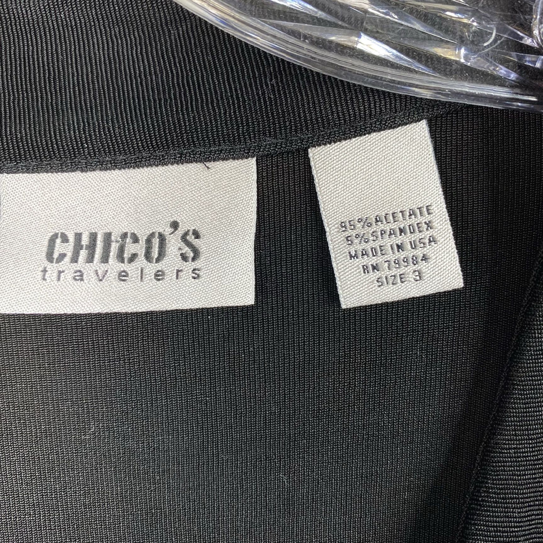 Vintage Chico's Travelers Top Womens XL Black Jersey Knit Short Sleeve Vintage Blouse Easy Care Size XL / US 12-14 / IT 48-50 - 3 Thumbnail