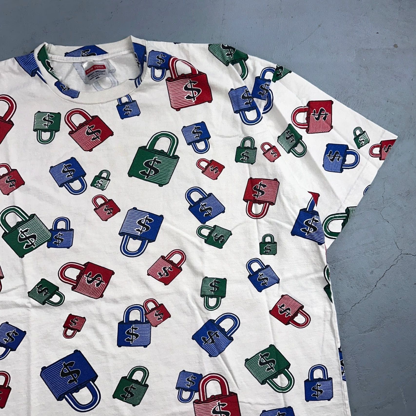 Vintage VINTAGE Money On Lock AOP T-Shirt 4XL White Rap Music 90s Mens Size US XXL / EU 58 / 5 - 3 Thumbnail