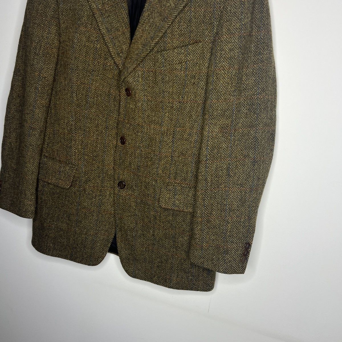 Designer × Harris Tweed × Vintage Vtg Harris Tweed Khaki Green Coat WOOL Jacket Blazer 40 R Size 40R - 2 Thumbnail