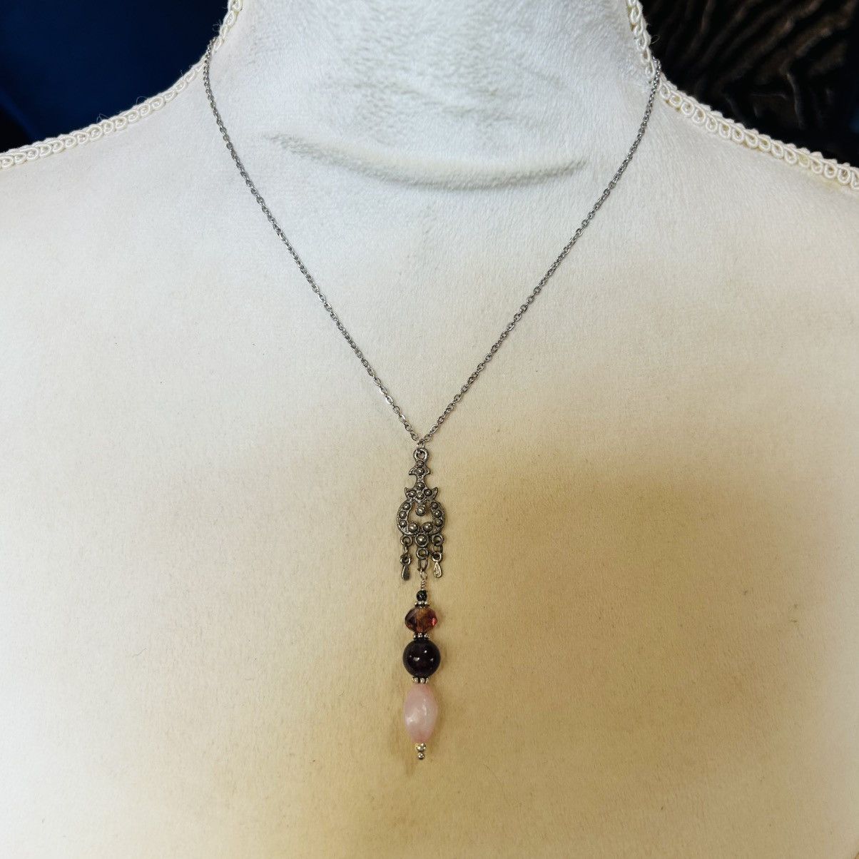 Handmade Handcrafted vintage bead drop pendant on chain necklace Size ONE SIZE - 2 Thumbnail