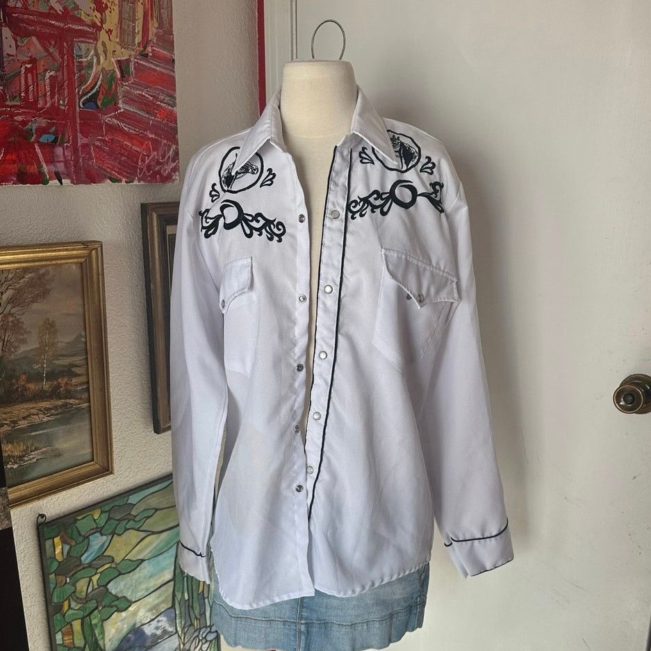 Other houston vaquera black and white horse button up shirt Size US L / EU 52-54 / 3 - 1 Thumbnail