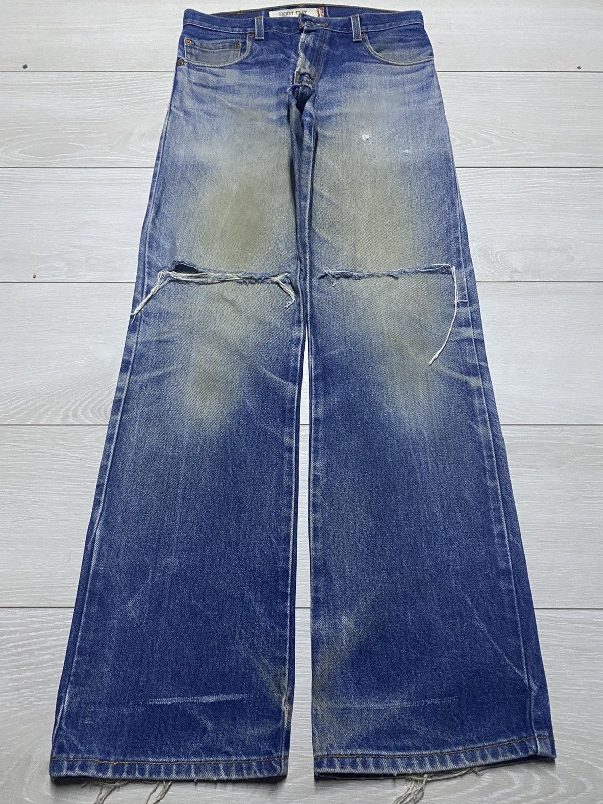 Levi's Vintage Levis 517 Mud Wash Distressed Bootcut Jeans Size US 29 - 1 Thumbnail