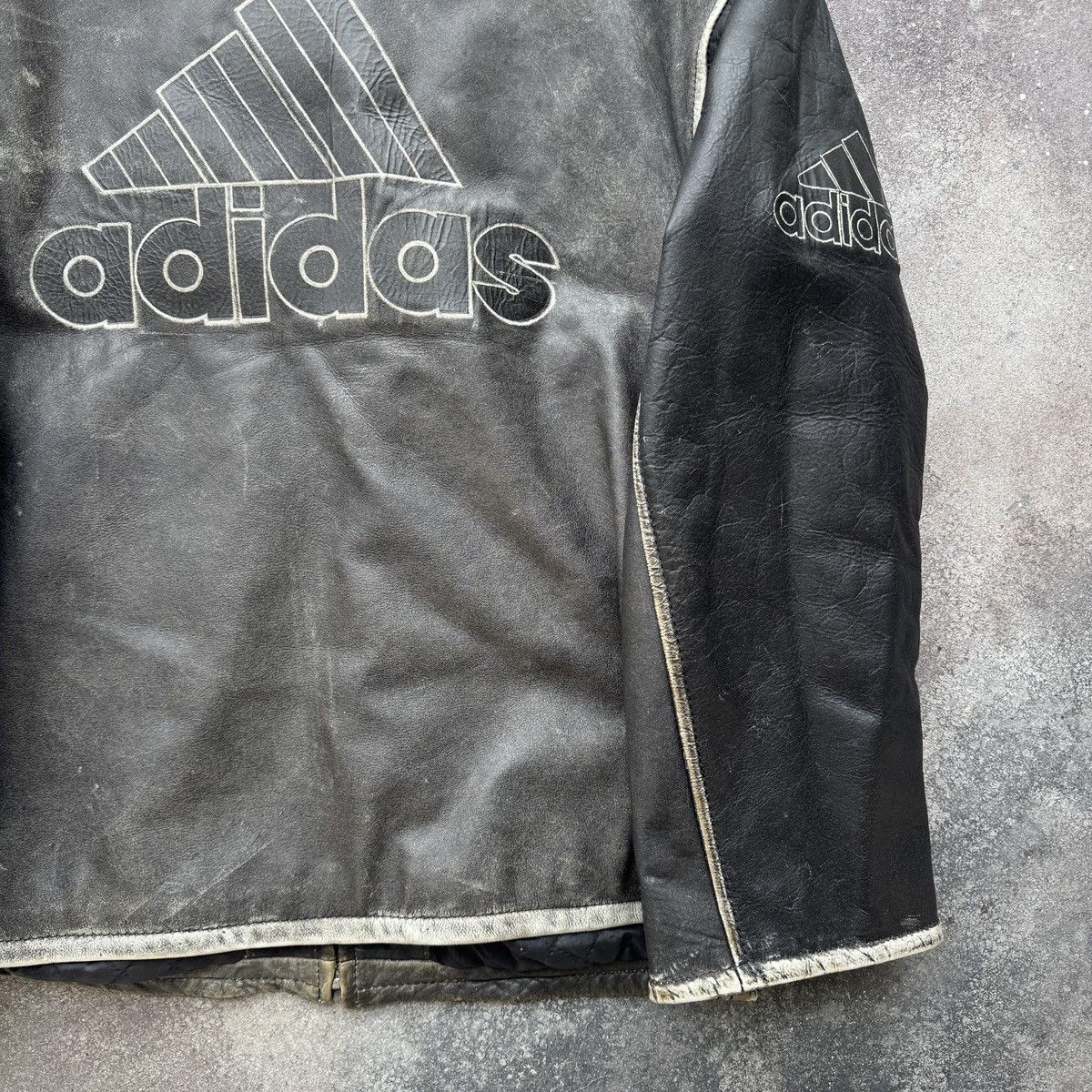 Adidas Adidas Equipment 90s Vintage Rare Real Faded Leather Jacket Size US L / EU 52-54 / 3 - 18 Thumbnail