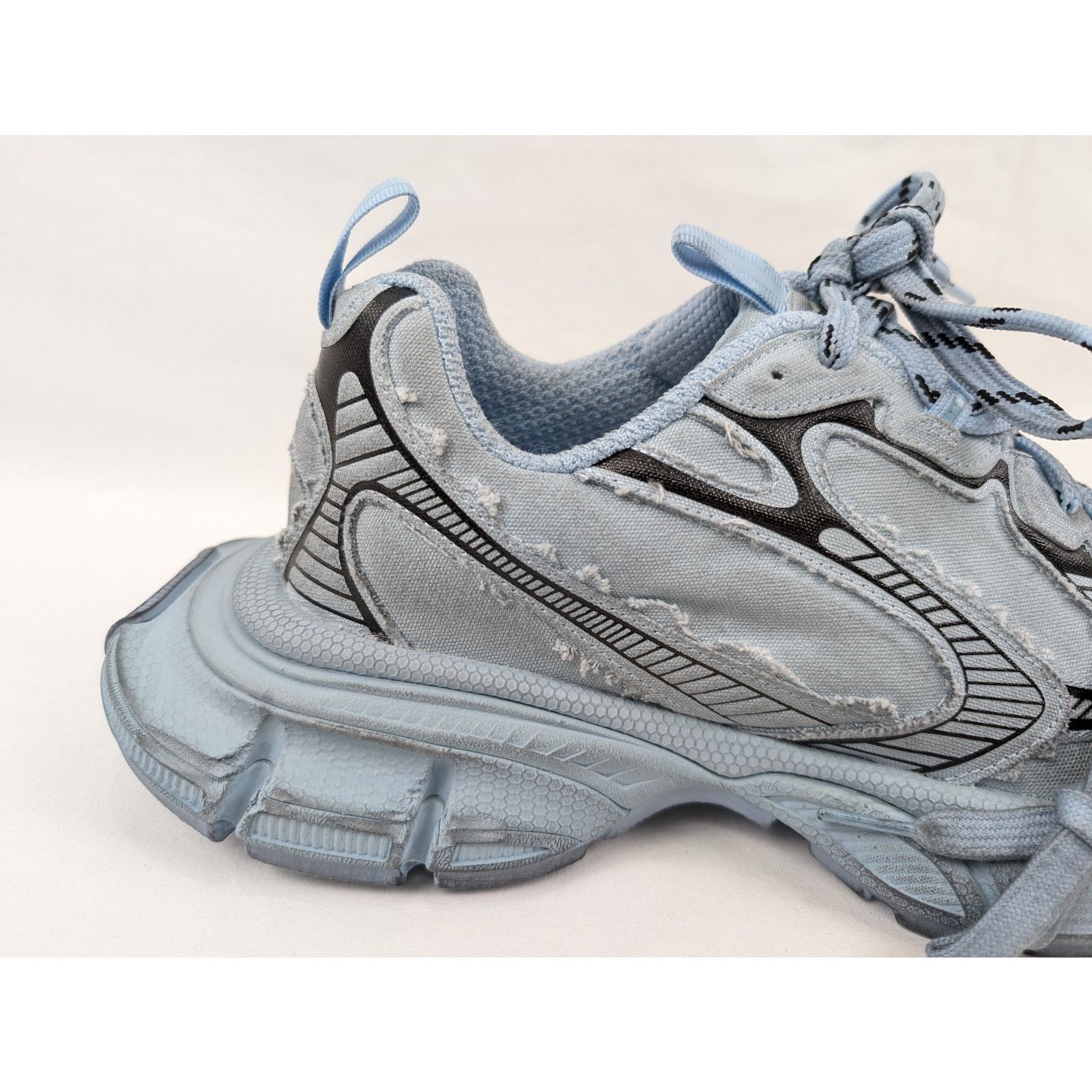 Balenciaga o1rshd1 3xl Destroyed Canvas Sneakers in Light Blue Size US 13 / EU 46 - 2 Thumbnail
