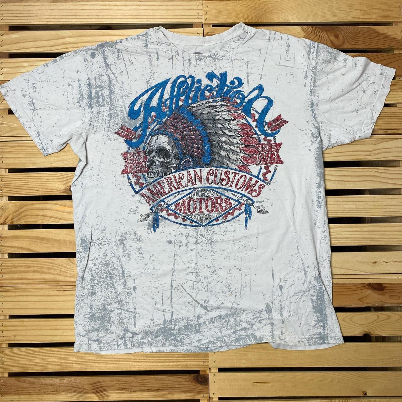 Affliction Affliction American Customs Gray Y2K MMA Tee Size XL Size US XL / EU 56 / 4 - 1 Thumbnail