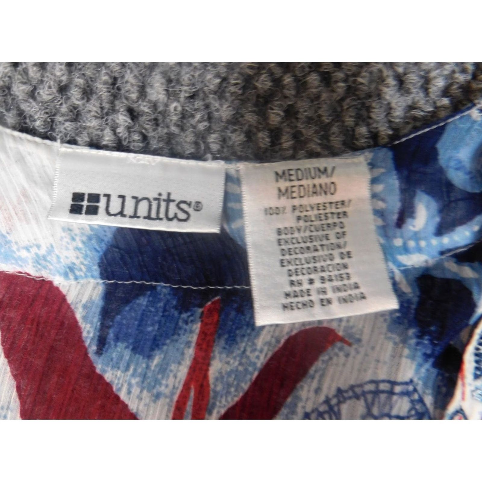 Vintage Crown & Ivy Blouse Women M Blue Floral Knit Polyester Crew Neck Long Sleeve Pullover Casual Regular Vintage No Size M / US 6-8 / IT 42-44 - 5 Thumbnail