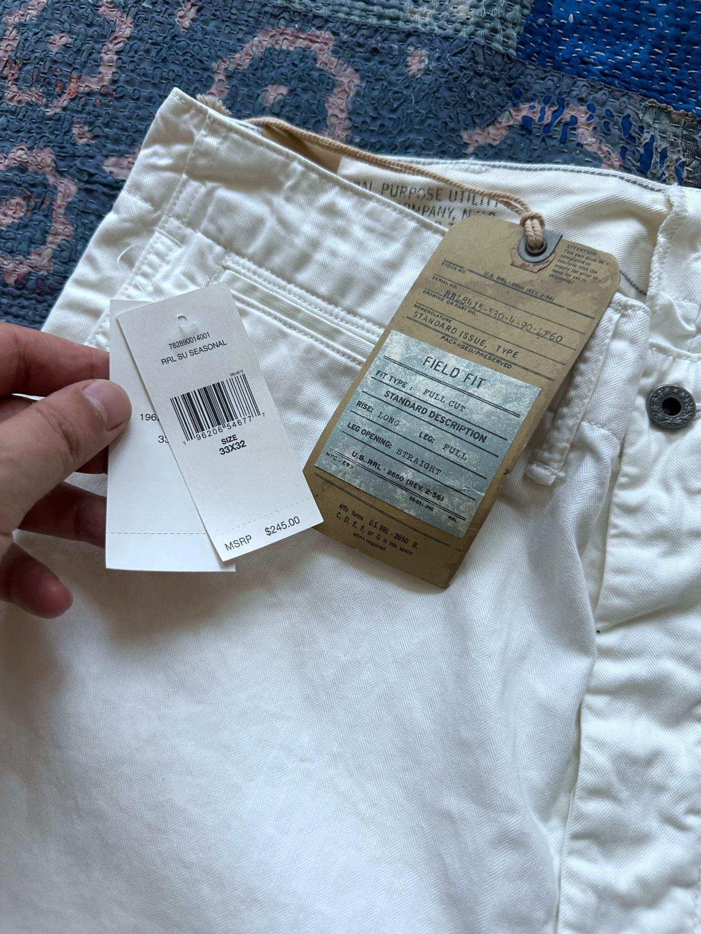 RRL Ralph Lauren RRL White Chino Pants 33x32 New With Tags Lightweight Size US 32 / EU 48 - 3 Thumbnail