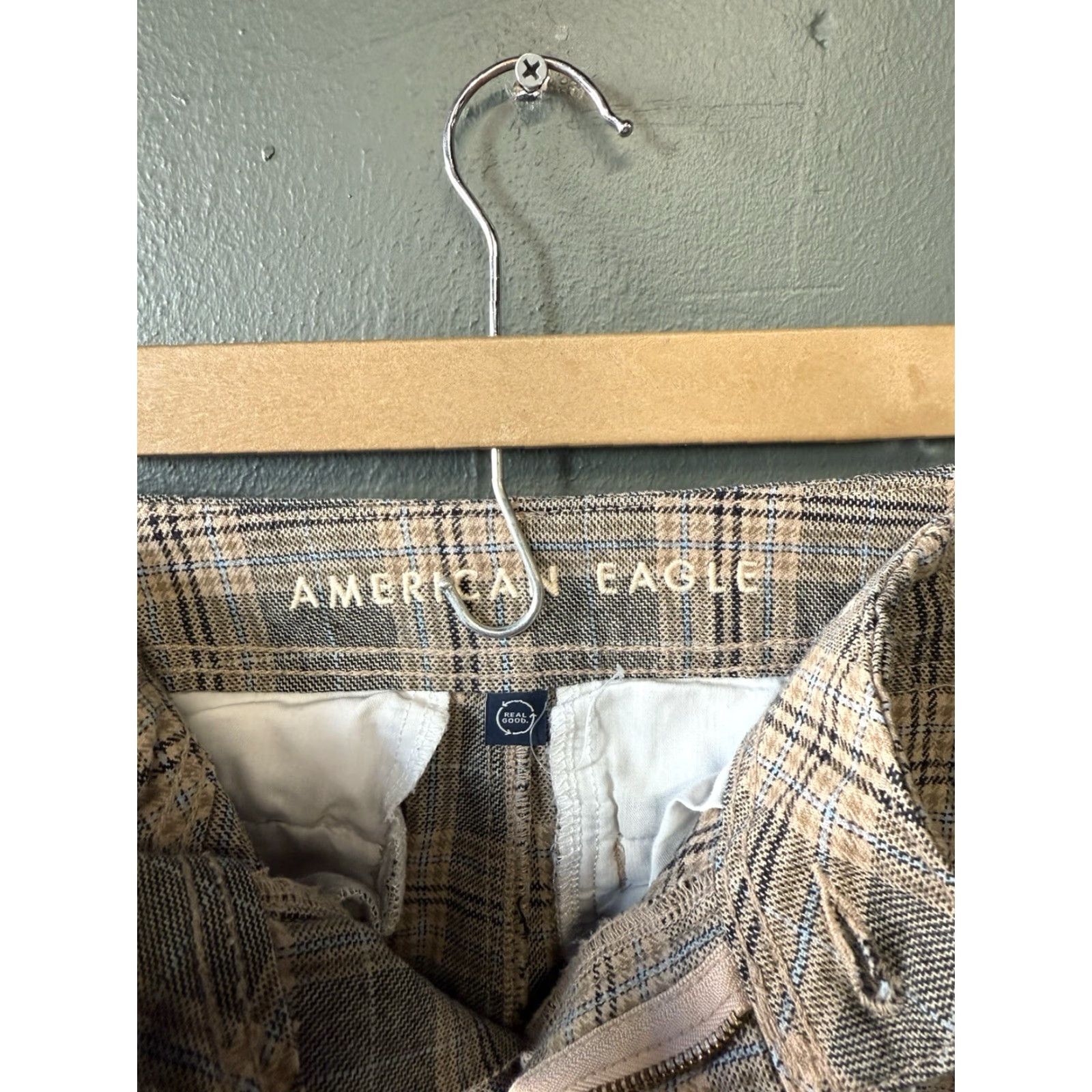 American Eagle Outfitters VINTAGE American Eagle Outfitters Womens Brown Plaid Super High Rise Baggy Wide-Leg Pants Size 0 Size 25" / US 0 / IT 36 - 3 Thumbnail