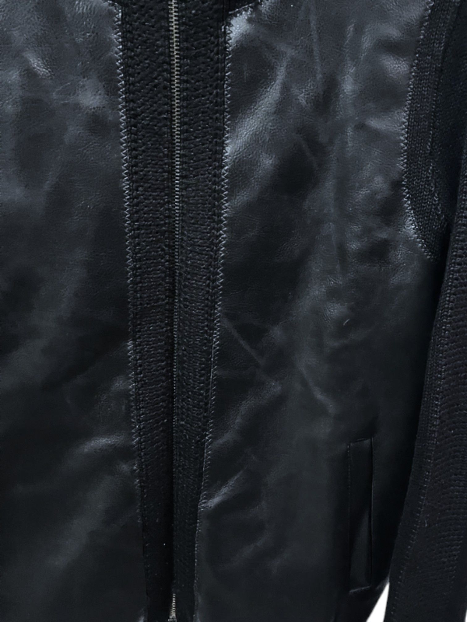 Armani Emporio Armani Mixed Media Leather Knit Jacket, Italy, 2000s Size US M / EU 48-50 / 2 - 2 Thumbnail