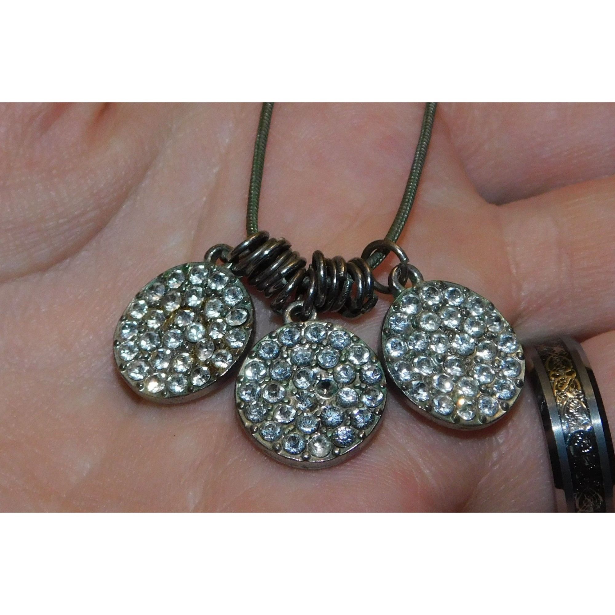 Other Casual Glam Triple Rhinestone Medallion Silver Tone Necklace Size ONE SIZE - 2 Thumbnail