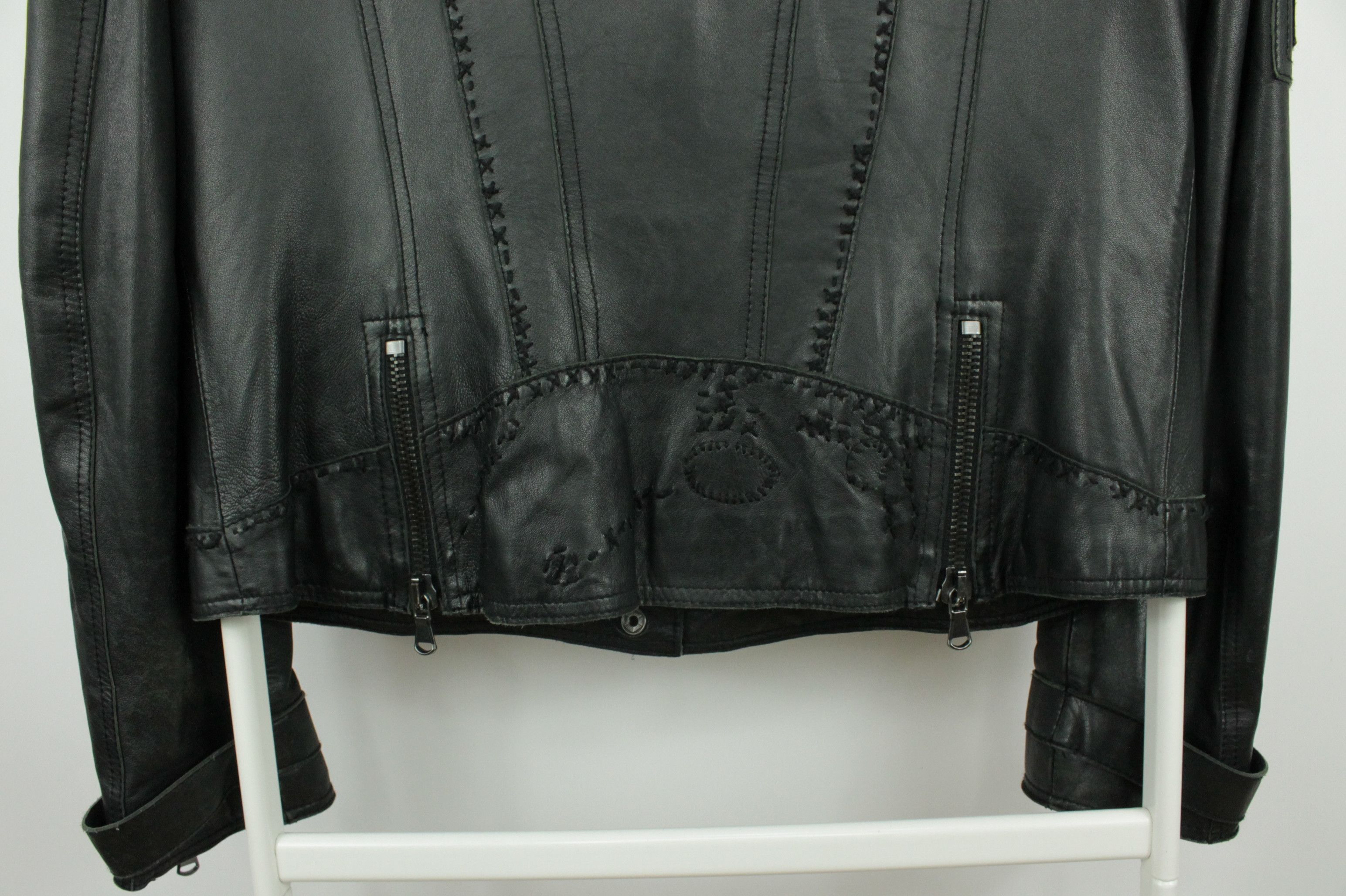 Designer Orwell Repair Black Leather Jacket WMNS Size XL / US 12-14 / IT 48-50 - 7 Thumbnail