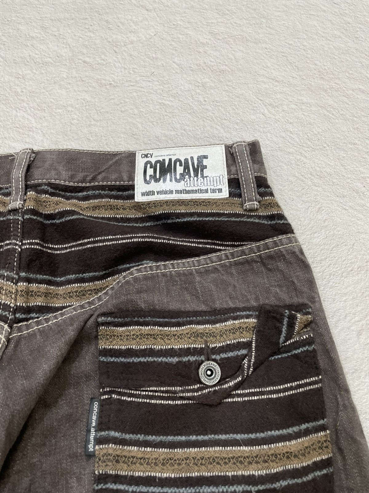 Japanese Brand 2000s Concave Brown Wide Leg Pants Striped Pocket Y2K Size US 31 - 7 Thumbnail