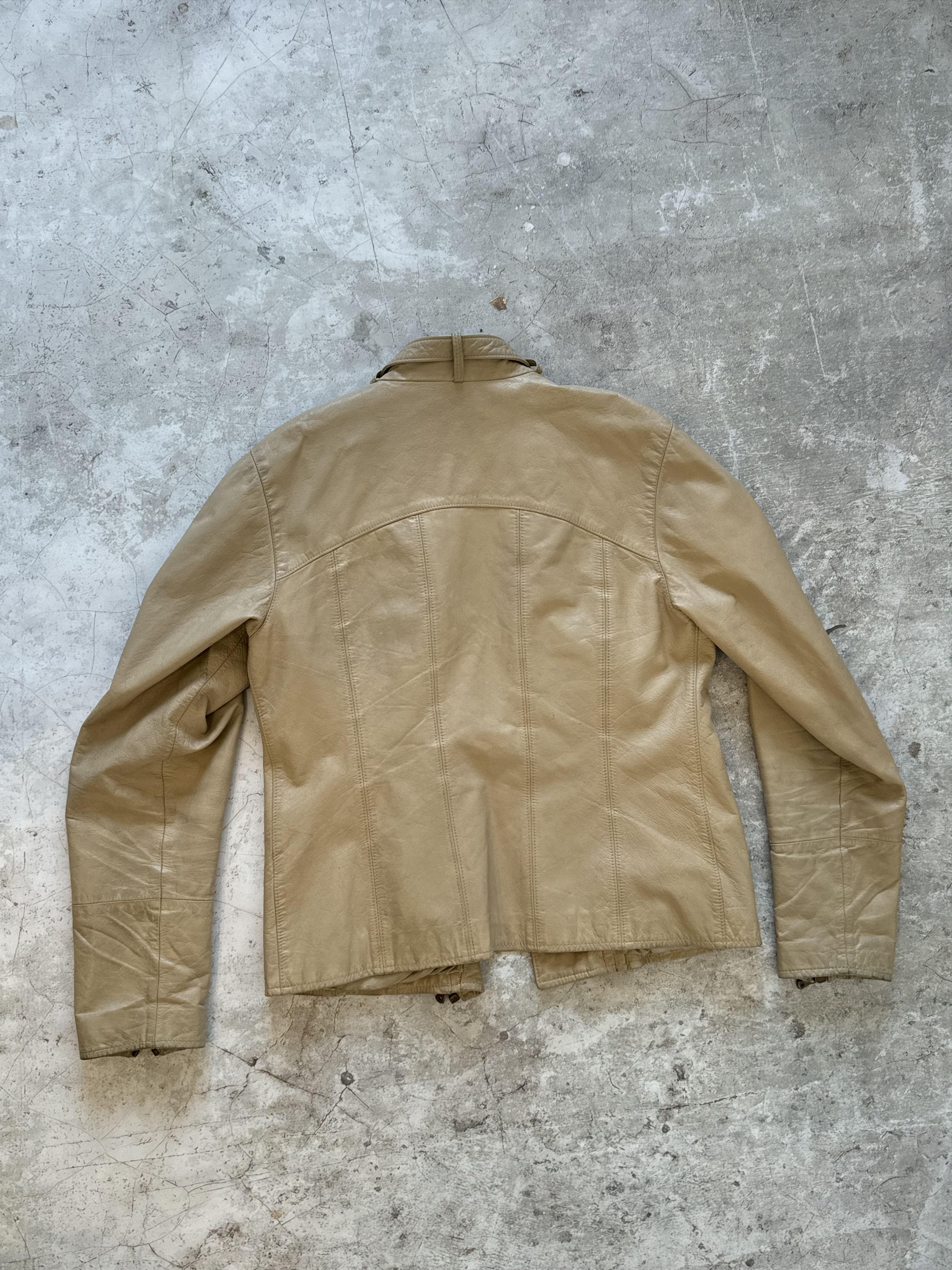 Dolce & Gabbana Dolce & Gabbana Rare Goatskin Leather Moto Jacket Beige Size US L / EU 52-54 / 3 - 8 Thumbnail