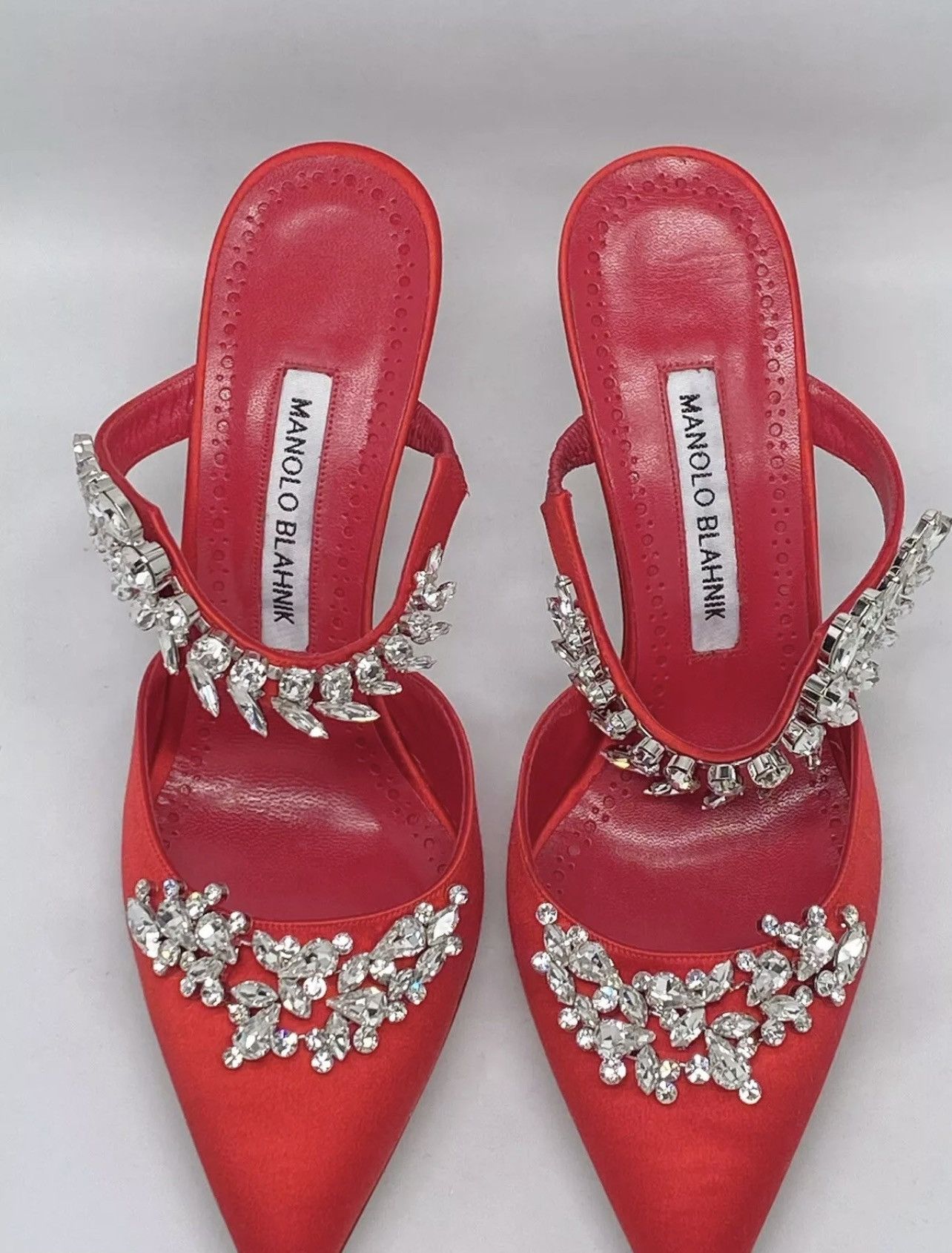 Manolo Blahnik Manolo Blahnik Lurum 90MM Embellished Satin Mules size 36 Size US 6 / IT 36 - 3 Thumbnail