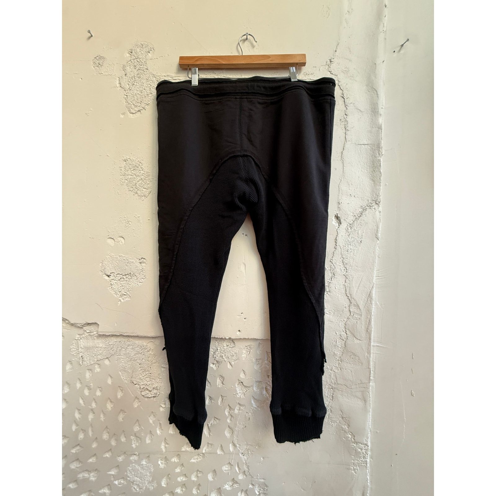 Greg Lauren Greg Lauren Black Fleece/Waffle 50/50 Lounge Pants Size US 36 / EU 52 - 2 Thumbnail