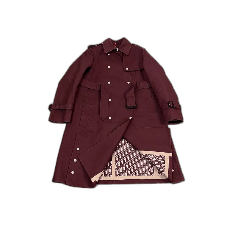 Dior Dior Burgundy Printed Lining Trench Coat Size US M / EU 48-50 / 2 - 1 Thumbnail