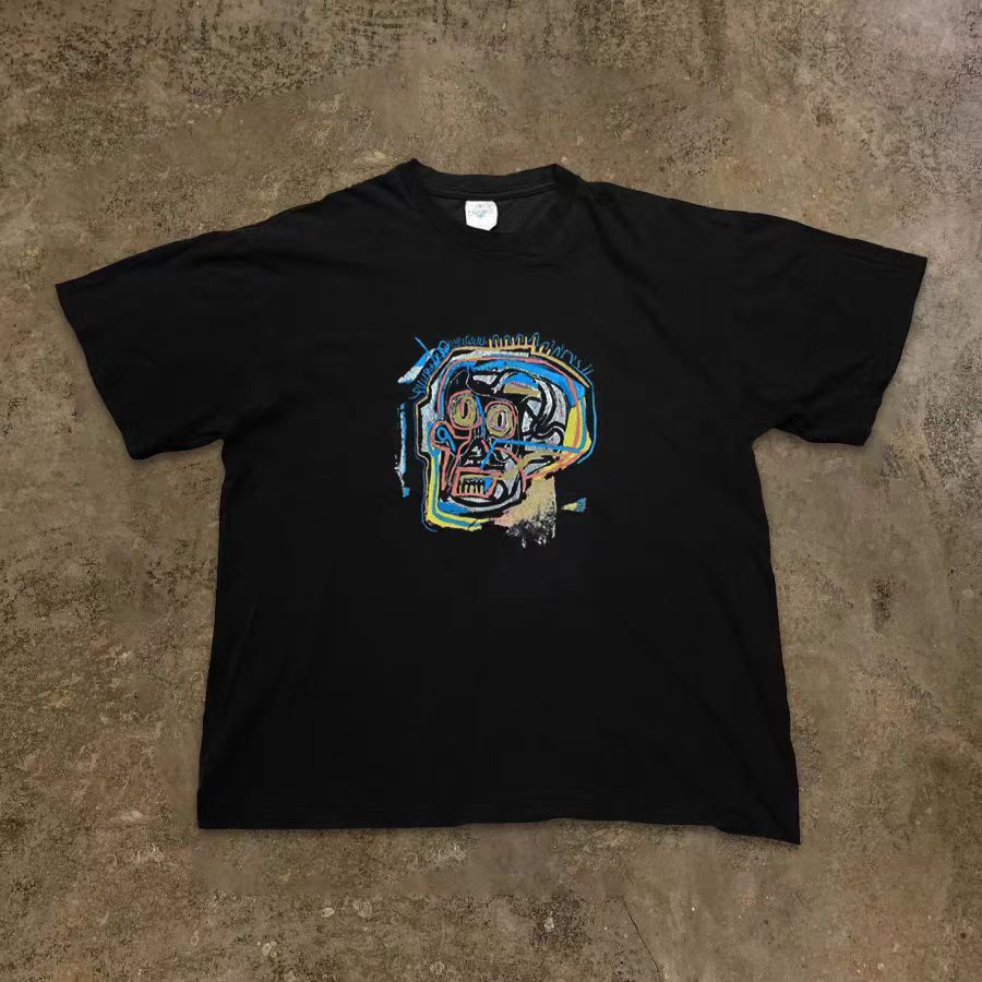 Vintage Black casual washed retro skull print tee Size US M / EU 48-50 / 2 - 1 Thumbnail