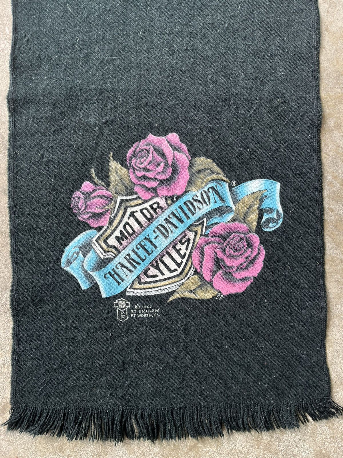 Harley Davidson × Vintage 1987 Vintage Harley Davidson Rose Scarf Flower Logo Graphic Size ONE SIZE - 1 Thumbnail