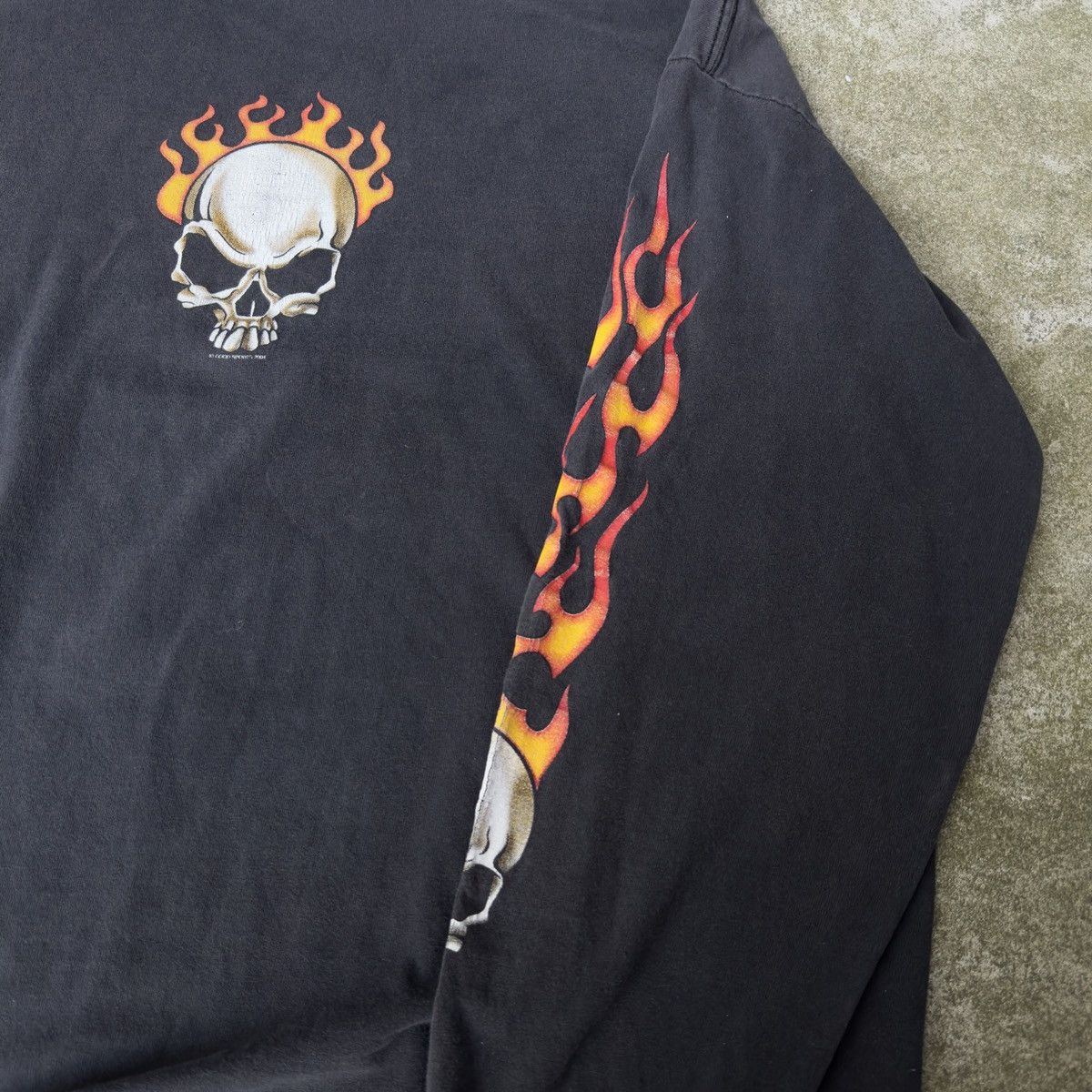 Vintage Skull Biker Flame Longsleeve Thrashed Faded ERD Grunge Biker Size US XL / EU 56 / 4 - 12 Thumbnail
