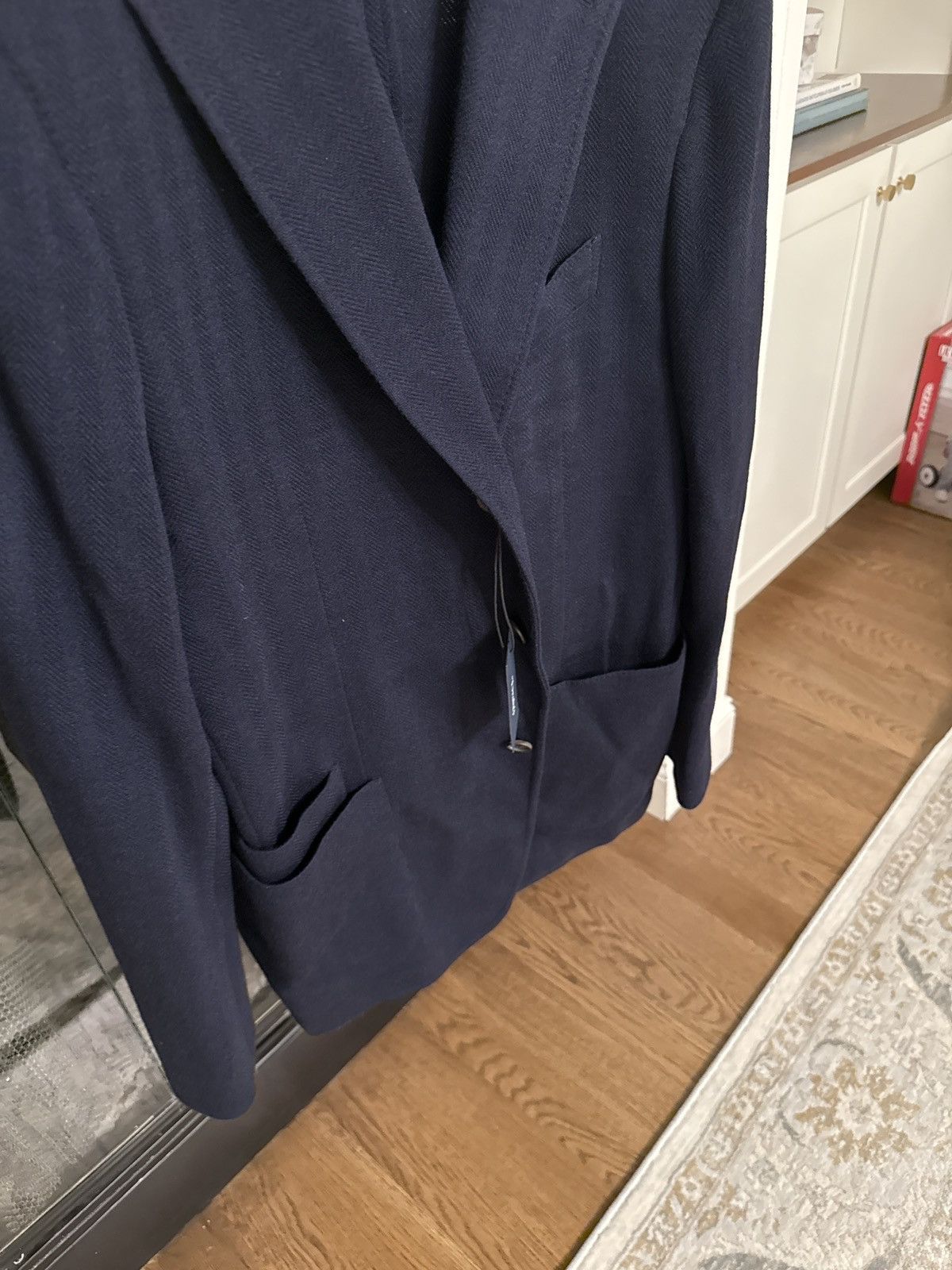 Drake's Drakes Navy Herringbone jacket blazer Size 46R - 2 Thumbnail
