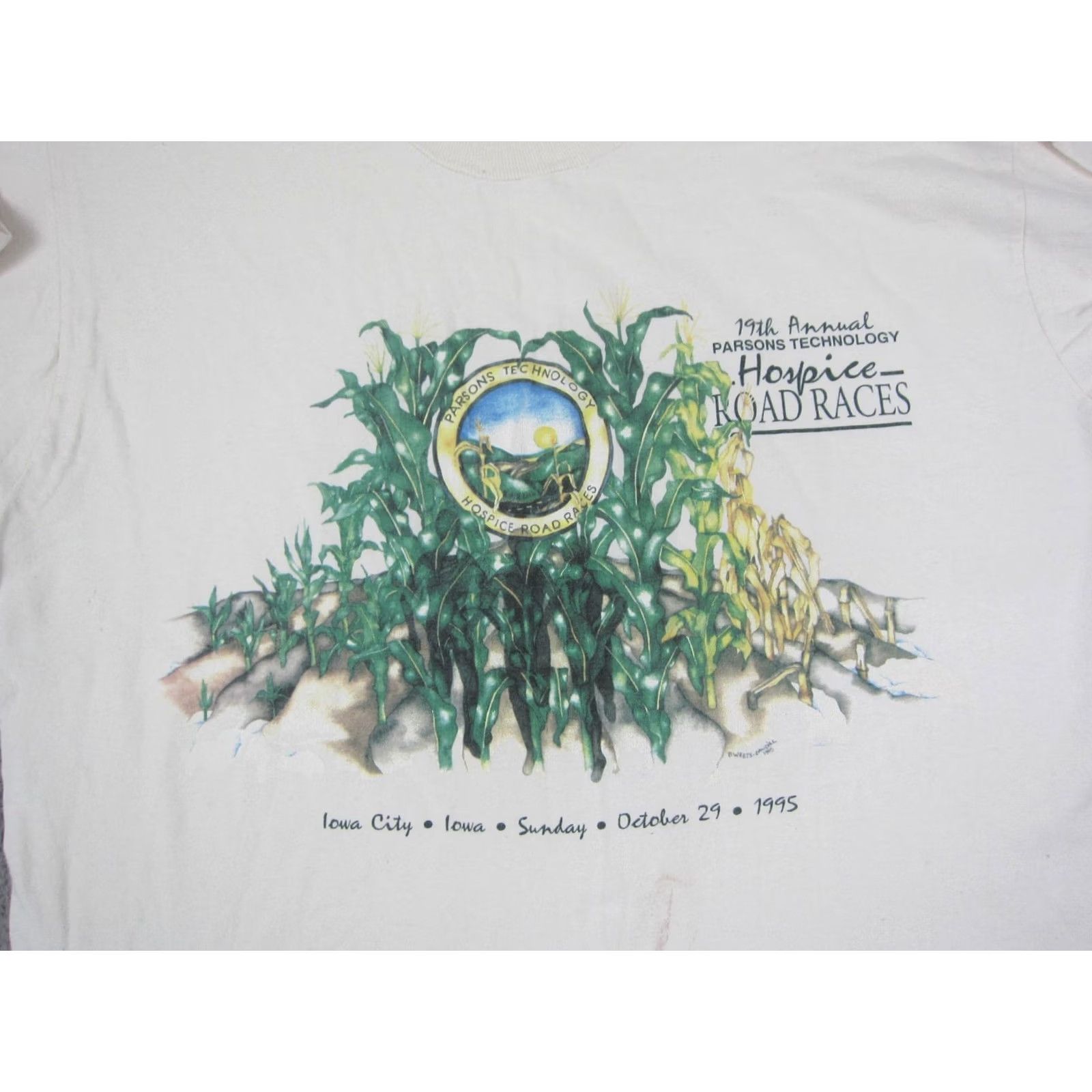 Fruit Of The Loom Vintage Marathon Shirt Mens Extra Large White Iowa Corn Single Stitch USA Made Size US XL / EU 56 / 4 - 2 Thumbnail