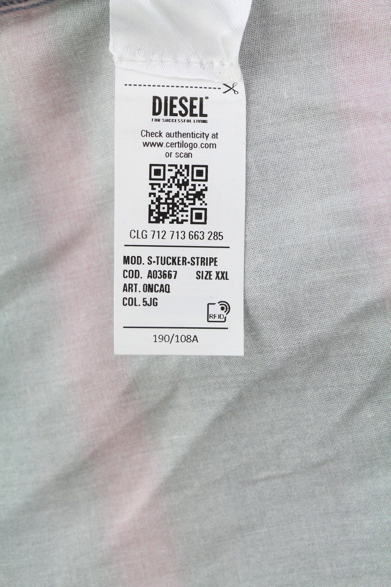 Diesel S-TUCKER-STRIPE 2XL Patterned Spread Neck 40501 Size US XXL / EU 58 / 5 - 10 Thumbnail