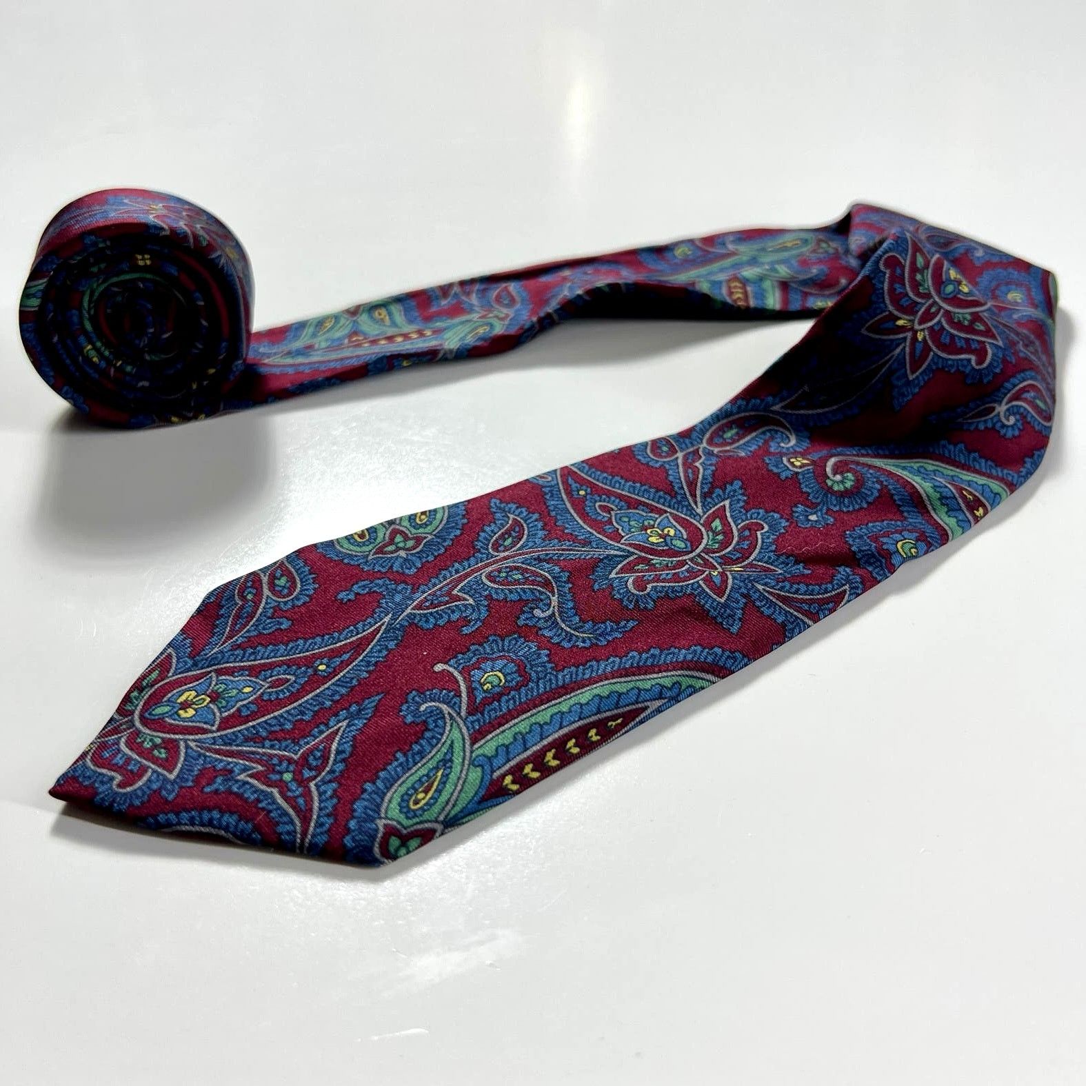 Etro ETRO Men's Tie Red Blue Green All Silk Paisley Woven Necktie Size ONE SIZE - 6 Thumbnail