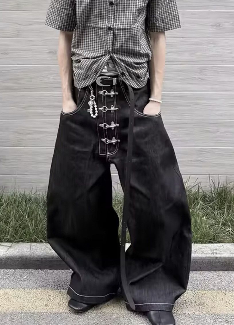 Japanese Brand Black Gothic Y2k Oversize Denim Pant Size US 30 / EU 46 - 2 Thumbnail