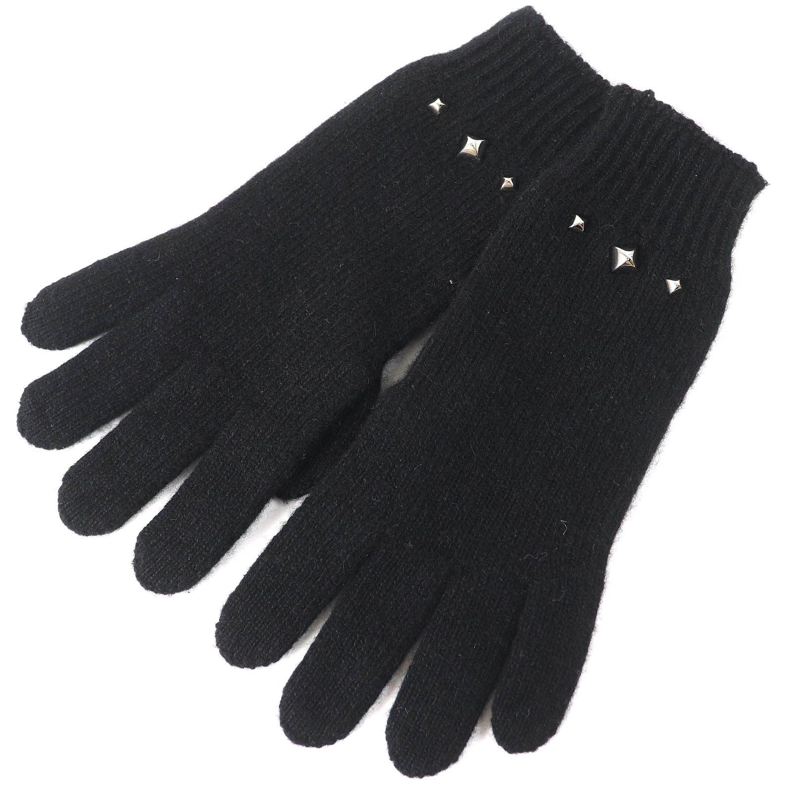 Hermes Hermes Cashmere Polyester Knit Gloves Black S Others Gloves