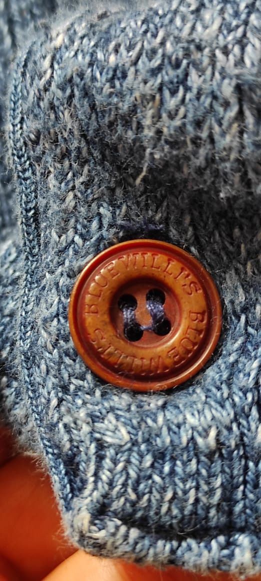 Vintage Blue Willis Spectacular Indigo Jean Denim Cable Cardigan XL Size US L / EU 52-54 / 3 - 12 Thumbnail