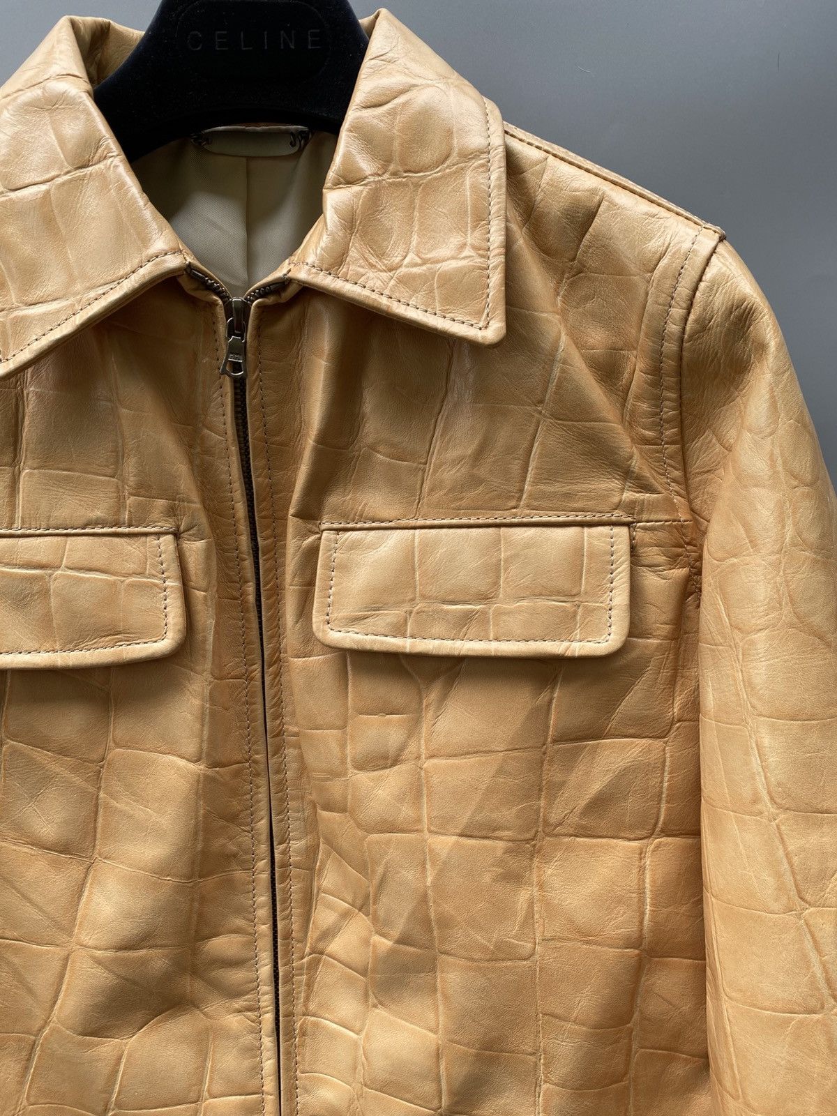 KEITAMARUYAMA 2000s Embossed Croc Effect - Leather Trucker Jacket Size S / US 4 / IT 40 - 5 Thumbnail