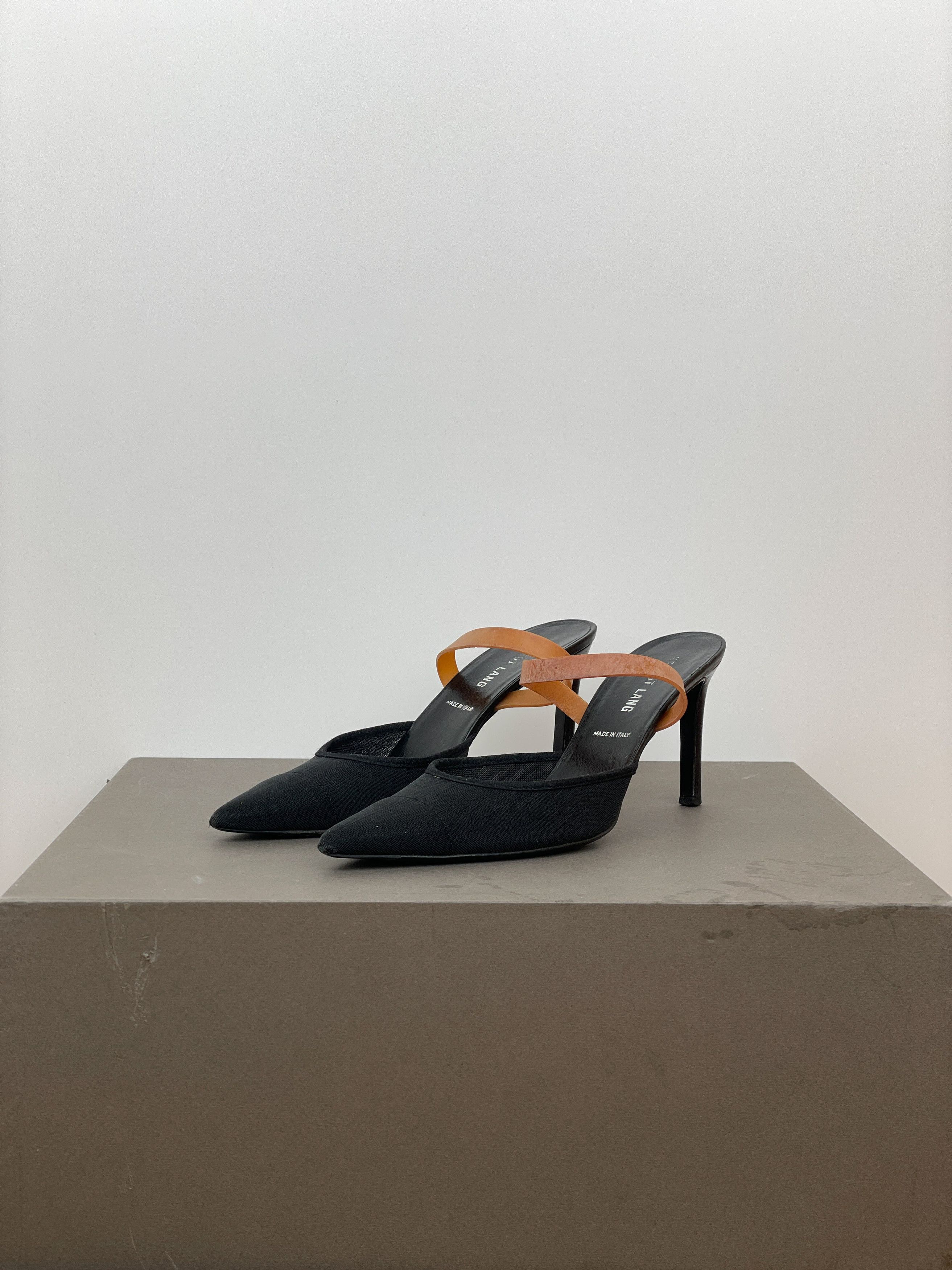 Helmut Lang AW02 Pointed Rubber Band Sandal Heels Size US 5.5 / IT 35.5 - 1 Thumbnail