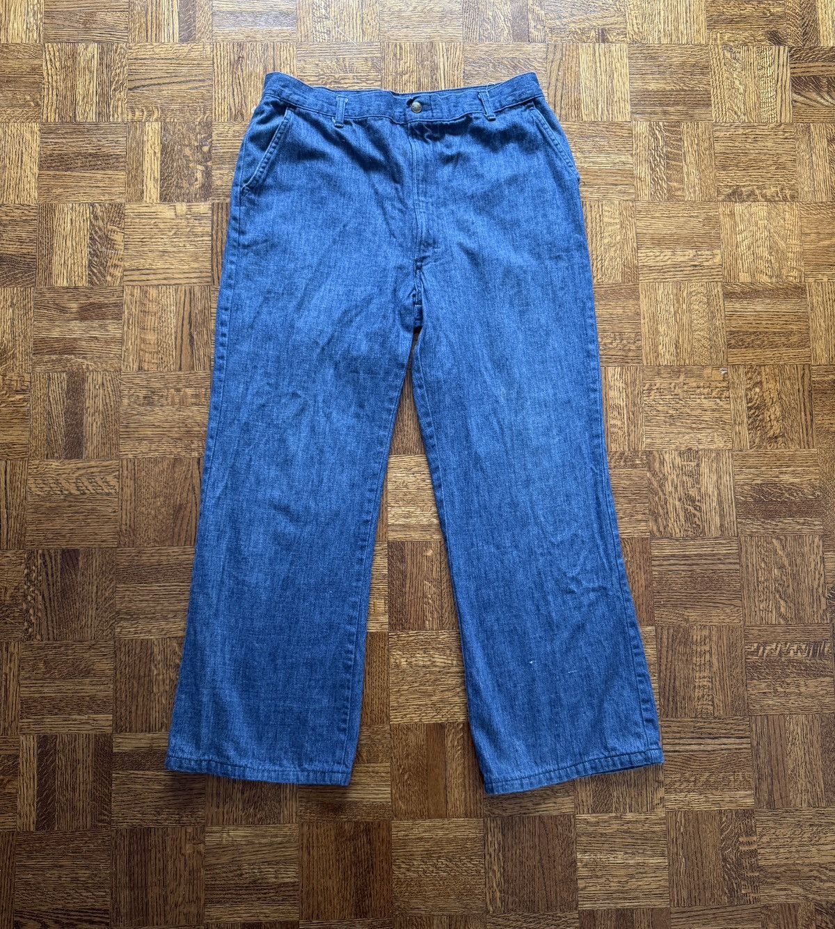 Vintage Vintage 70s H.I.S. Dungaree Wide Leg Denim Jeans Size US 34 / EU 50 - 1 Thumbnail