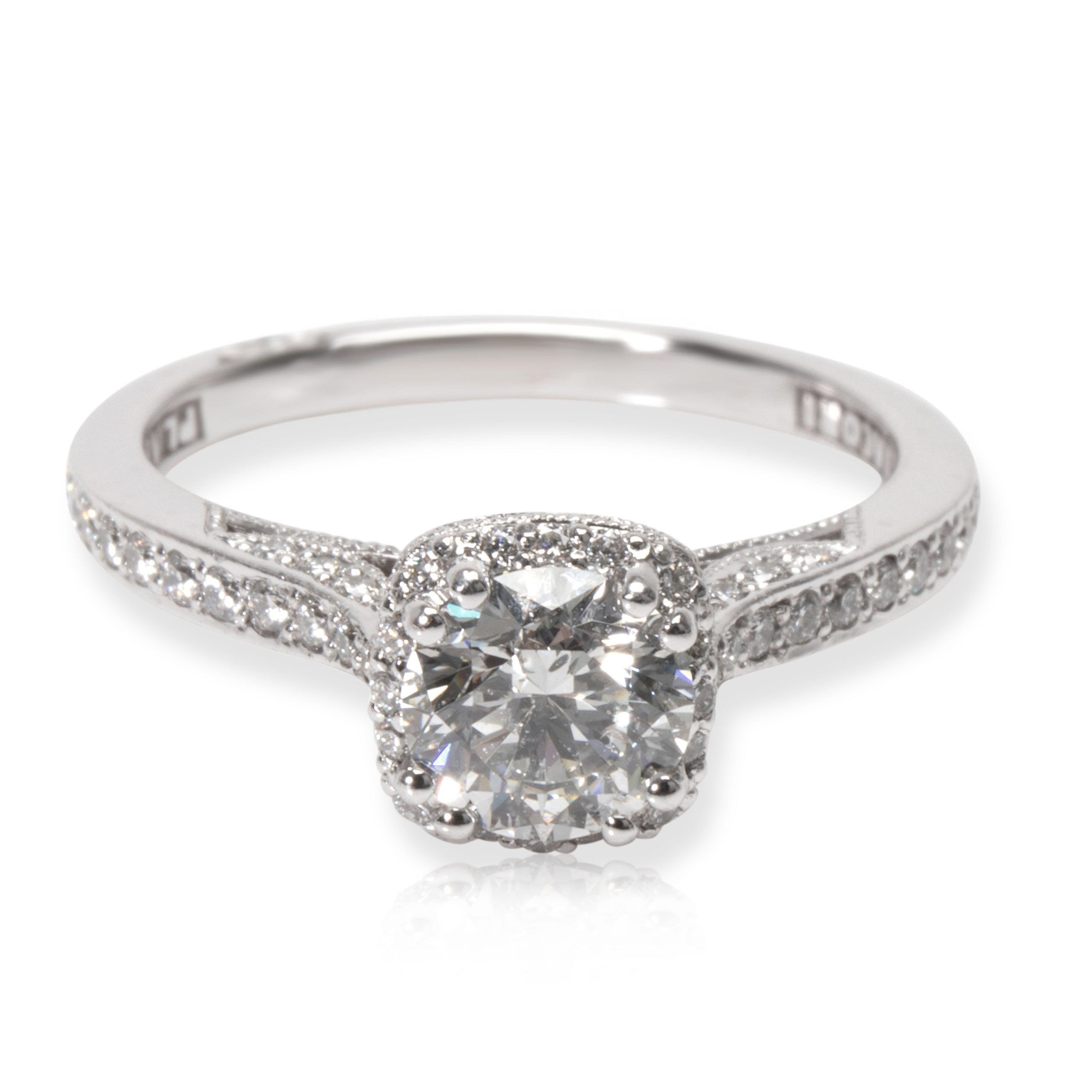 image of Louis Vuitton Tacori Dantela Halo Diamond Engagement Ring In Platinum Igi Certified G Si2 in Gold, 
