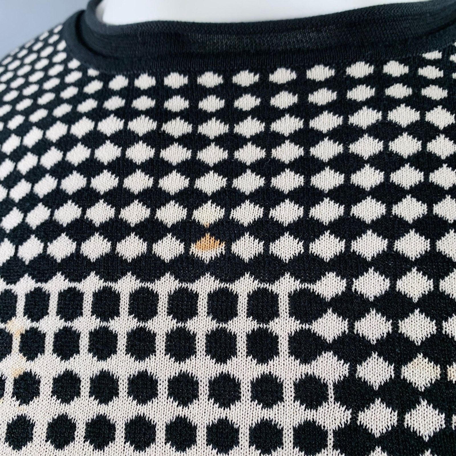 Armani Collezioni Size L Black White Geometric Dots Silk Blend Crew Size US L / EU 52-54 / 3 - 5 Thumbnail