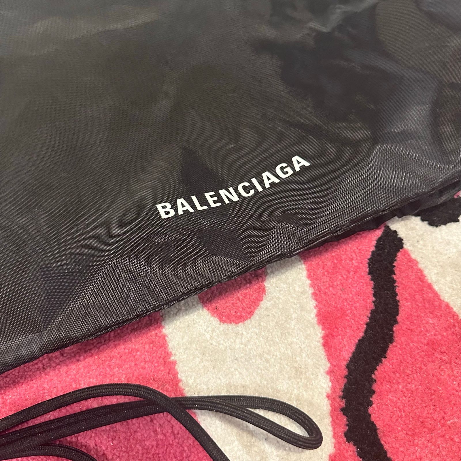 Balenciaga Balenciaga Black Nylon Drawstring Backpack Bag – 23" x 19.5" Size ONE SIZE - 3 Thumbnail
