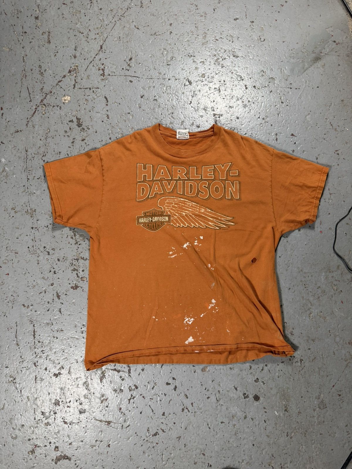 Harley Davidson Vintage Thrashed Harley Davidson Wing Tee Burnt Orange Size US XL / EU 56 / 4 - 1 Thumbnail