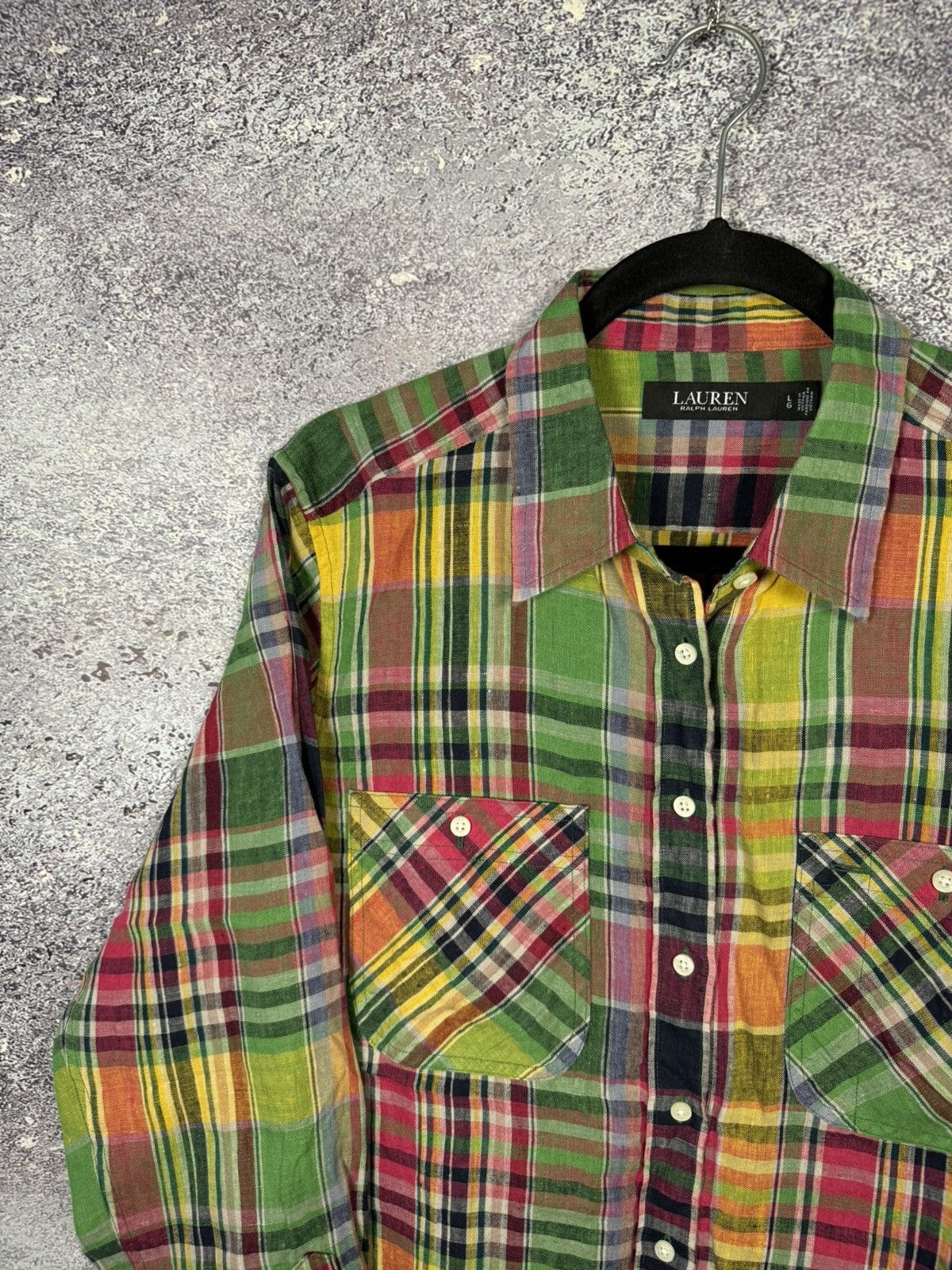 Polo Ralph Lauren Lauren Ralph Lauren 100% Linen Check Shirt Button Up Large Size US L / EU 52-54 / 3 - 3 Thumbnail