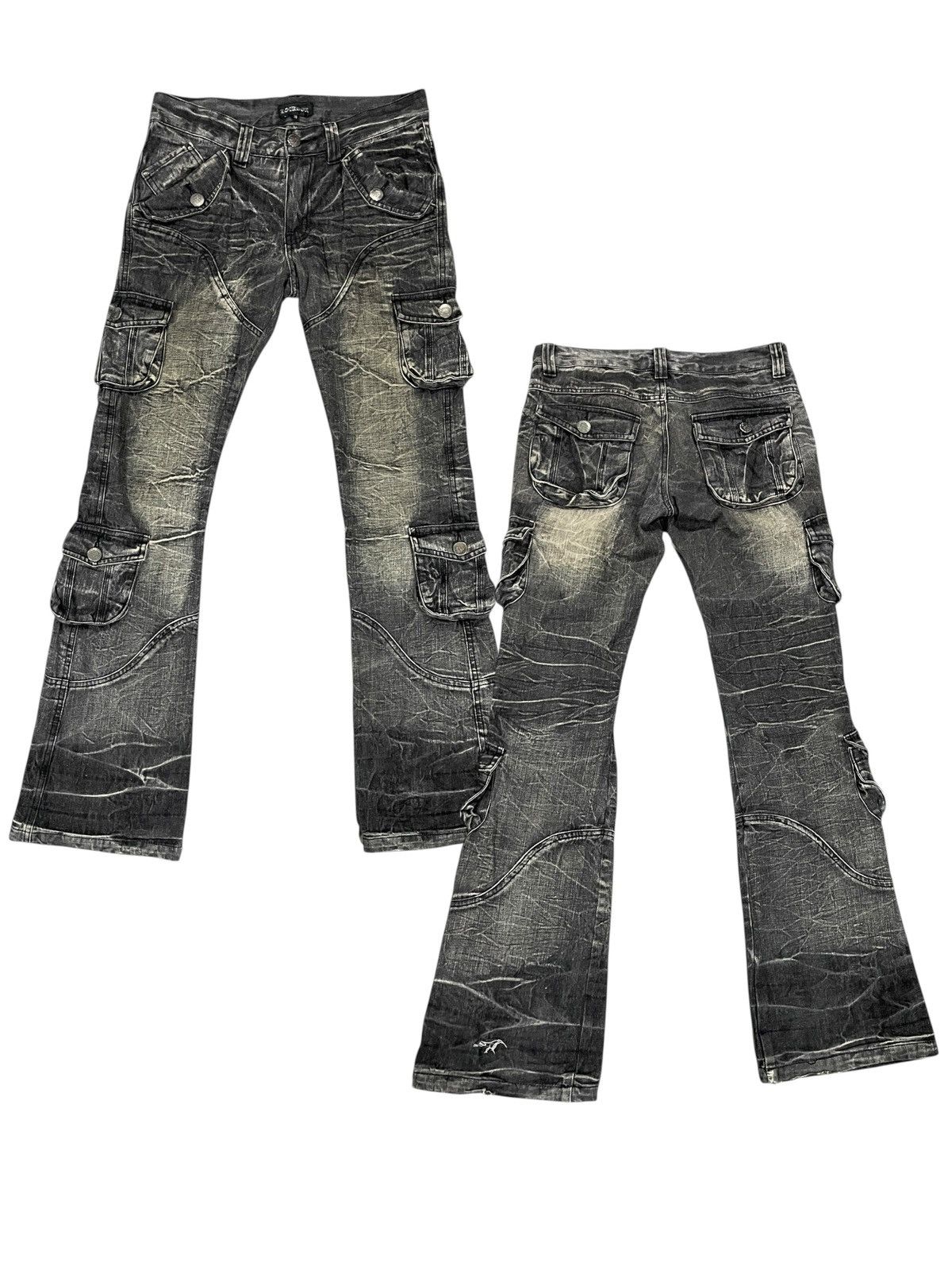 LOWBOX Lowbox Flared Distressed Stonewash Jeans Size US 31 - 1 Thumbnail