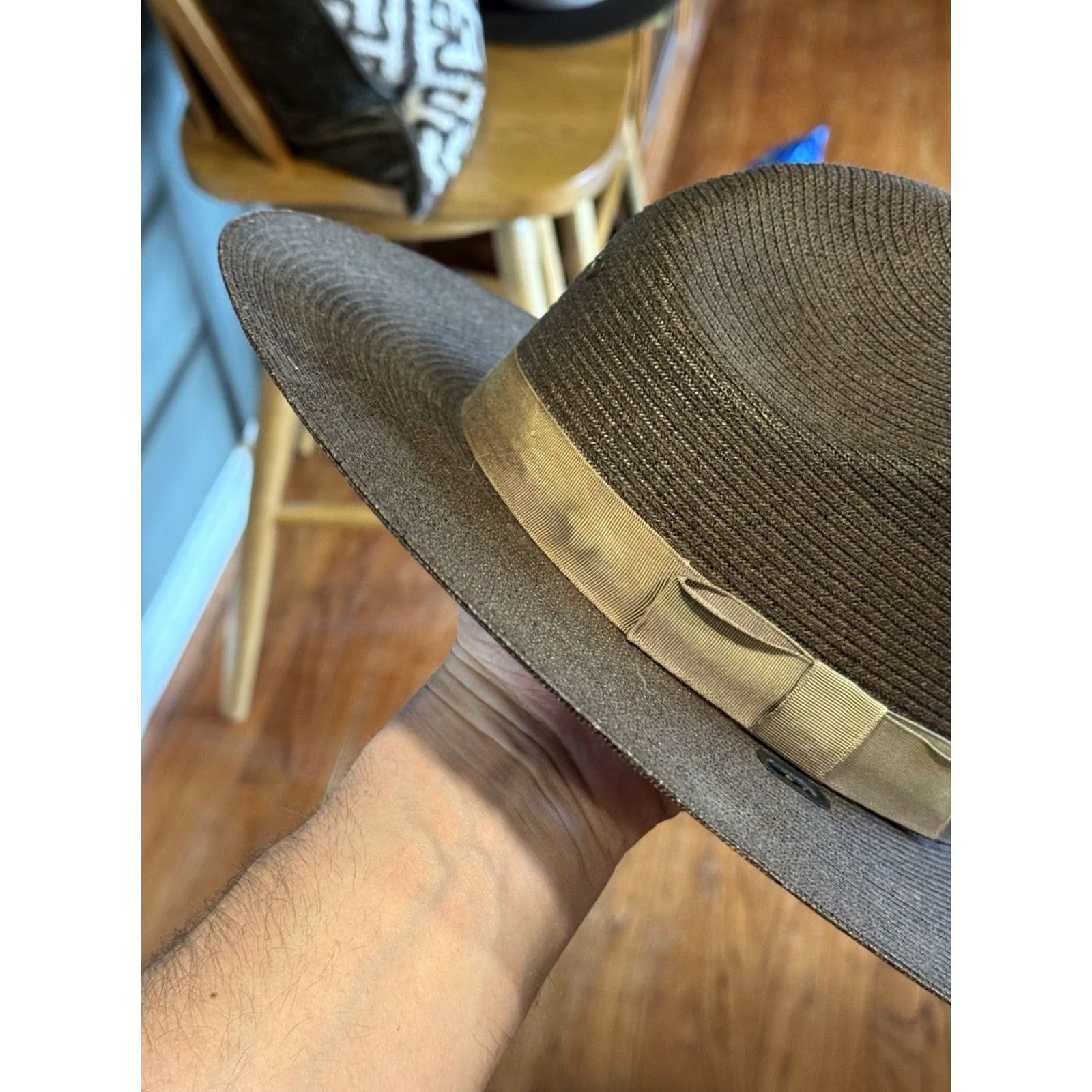Vintage Vintage STRATTON Self Forming Brown Straw POLICE TROOPER Campaign Hat 6 5/8 USA - Park Ranger, Workwear Size ONE SIZE - 6 Thumbnail