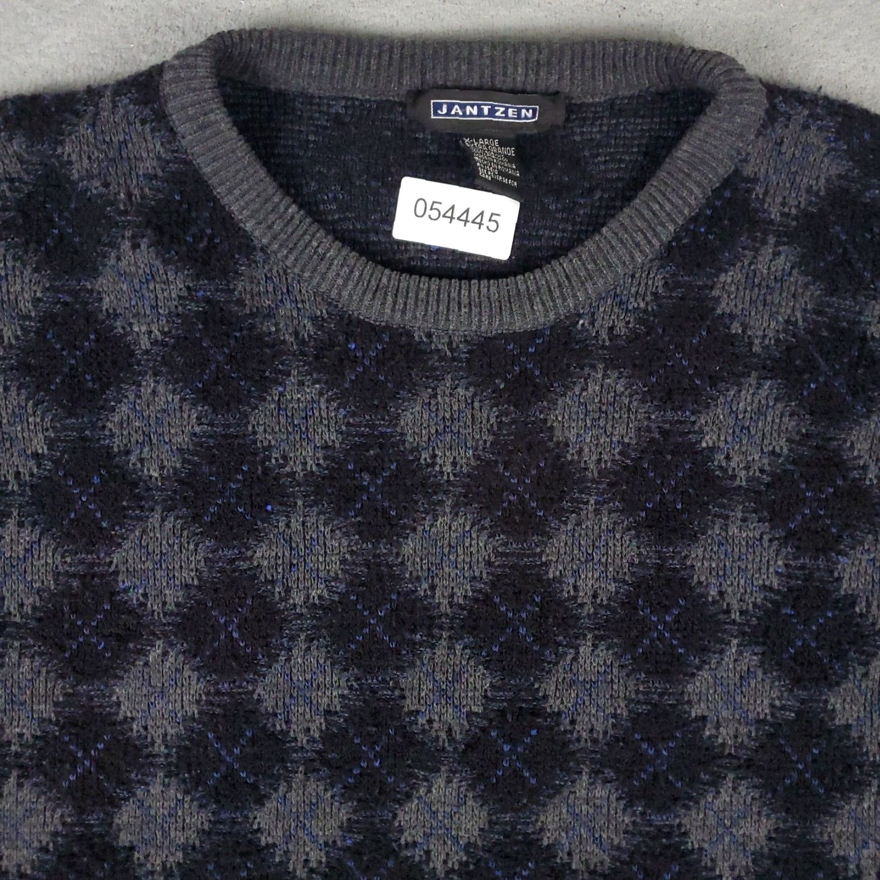 Jantzen Jantzen Mens Gray Geometric Pullover Sweater XL Long Sleeve Crew Neck Size US XL / EU 56 / 4 - 2 Thumbnail