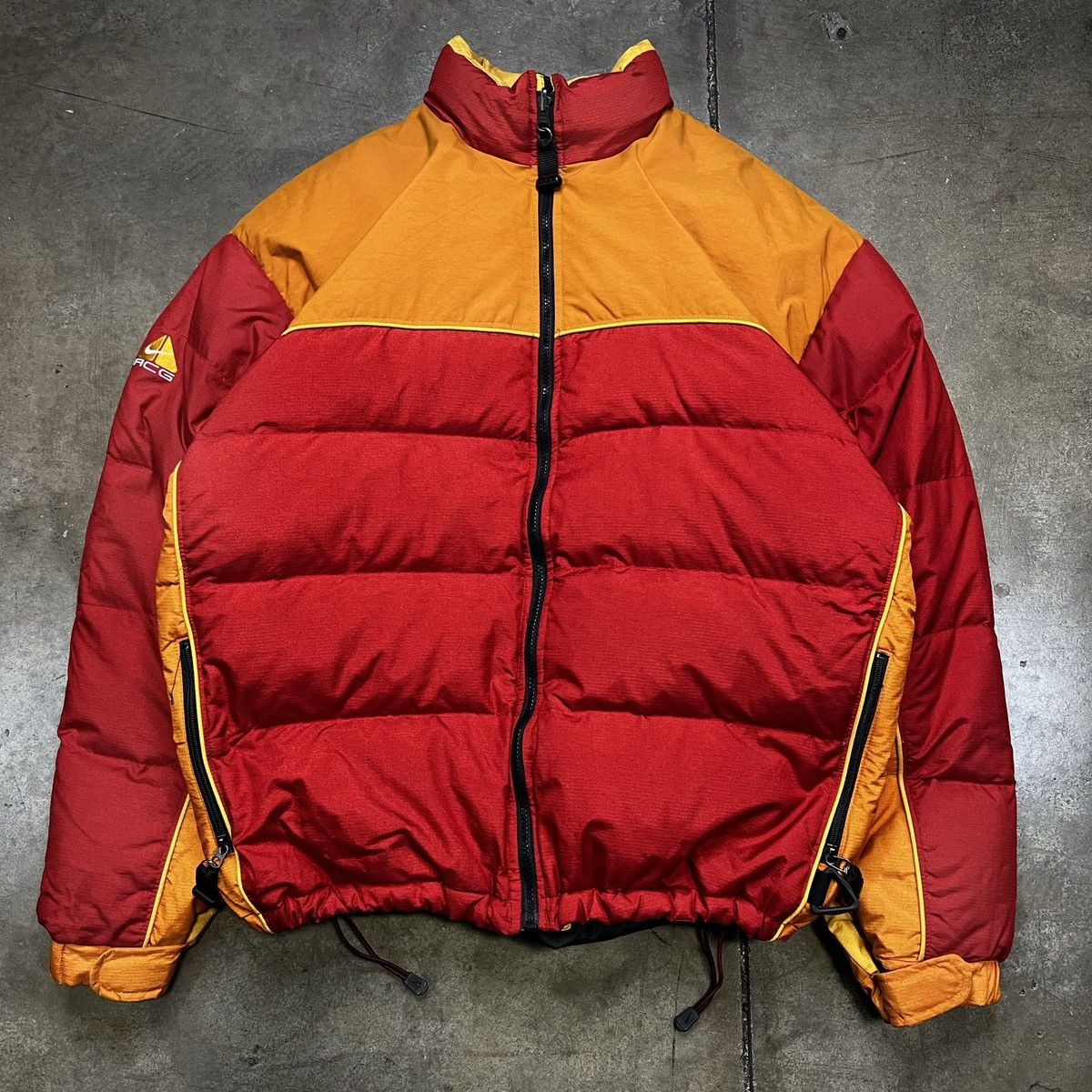 image of Vintage 00S Y2K Nike Acg Mini Swoosh Puffer Jacket Drill in Orange/Red, Men's (Size 2XL)